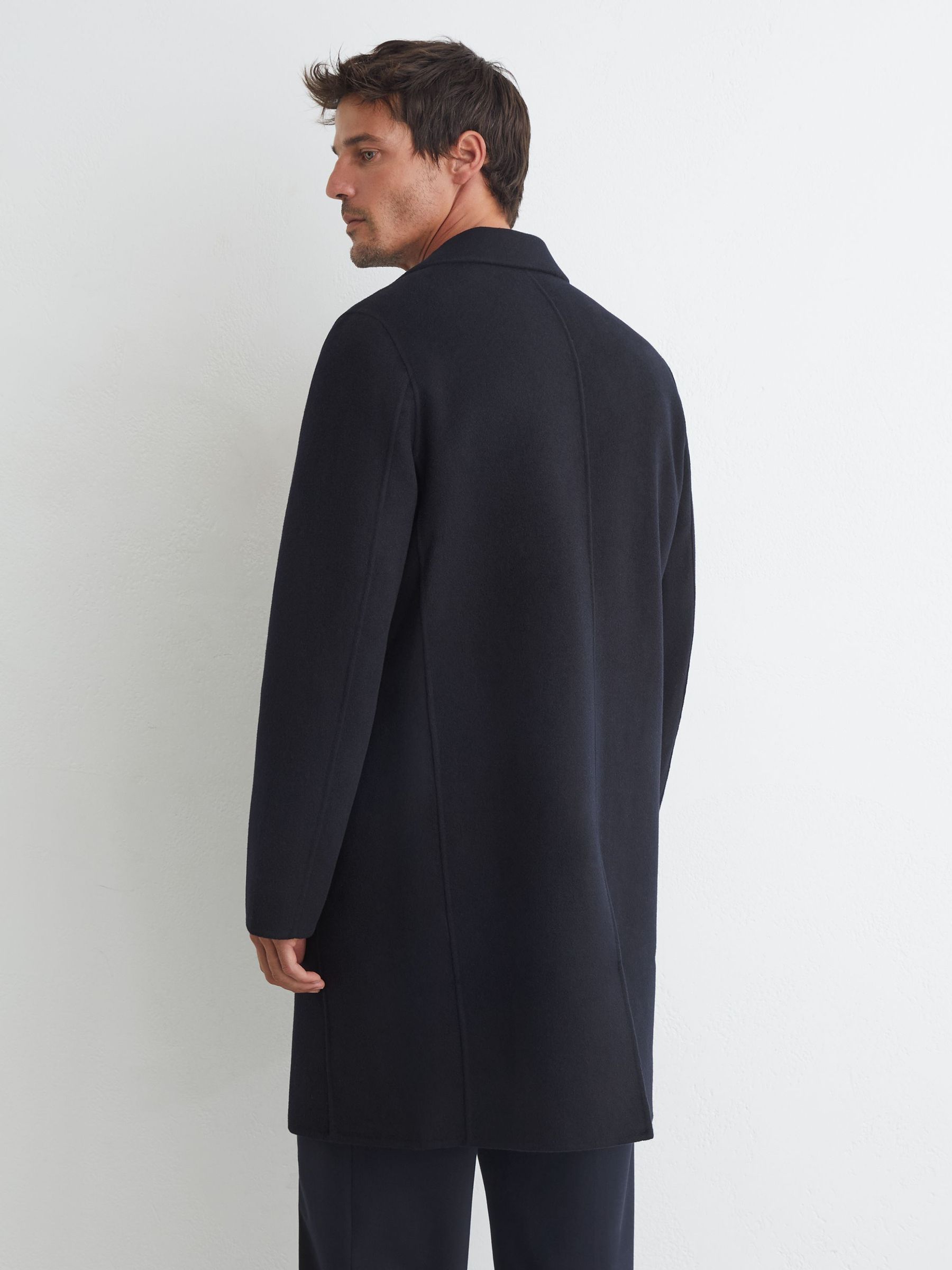 Wool-Blend Single-Breasted Epsom Coat in Navy - Image 5 of 7