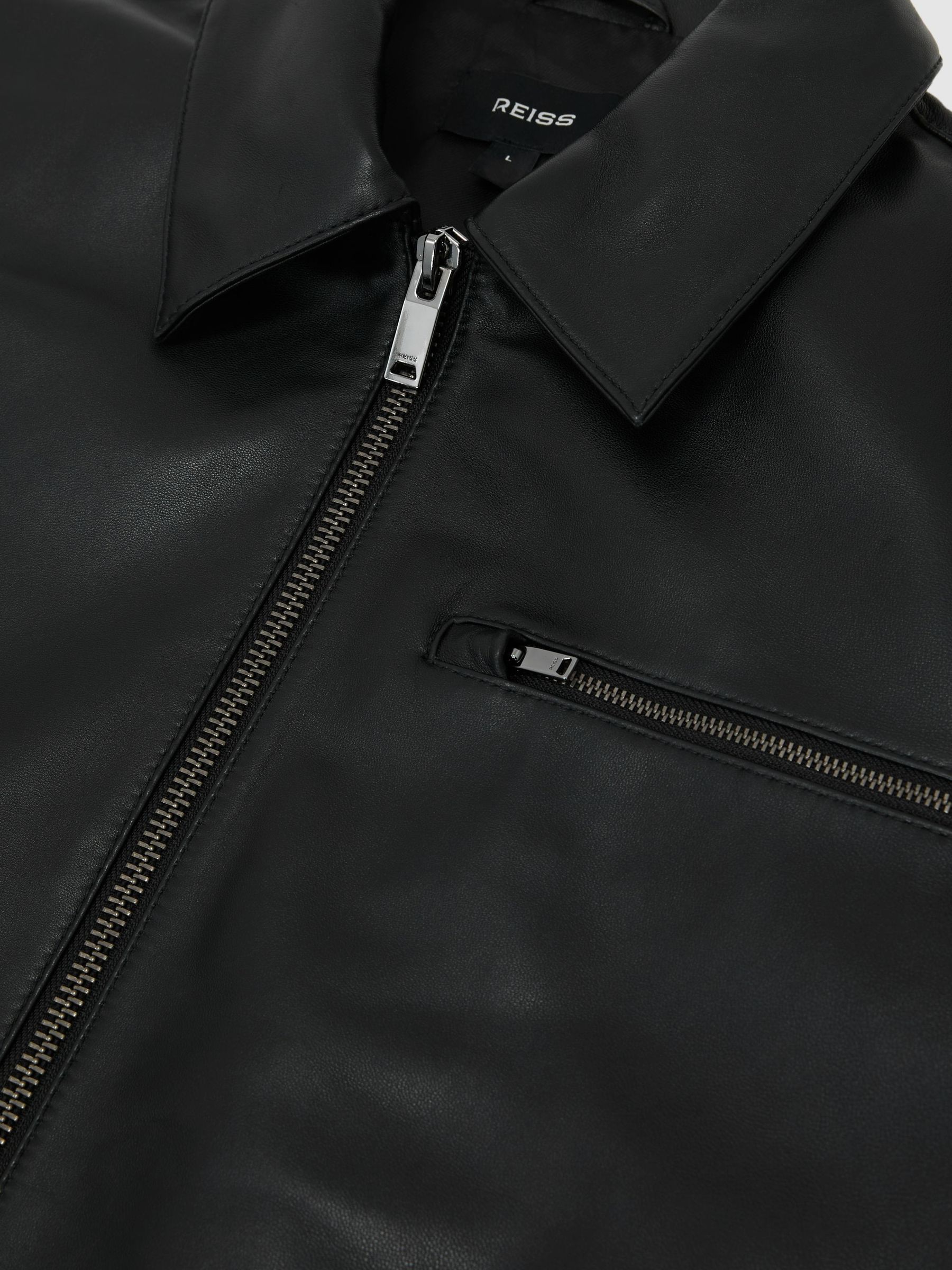 Leather Zip-Through Jacket in Black - Image 7 of 7
