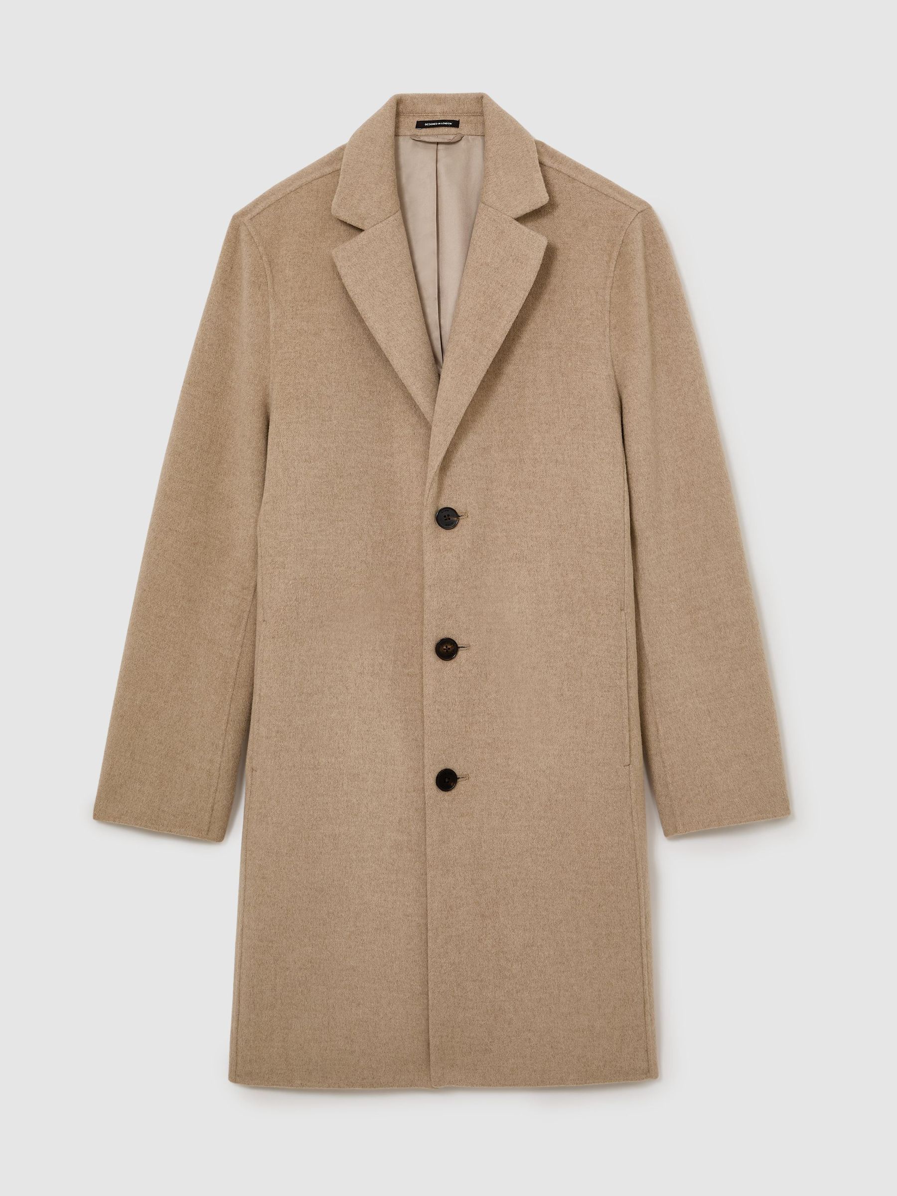 Wool-Blend Single-Breasted Epsom Coat in Oatmeal - Image 2 of 8 Wool-Blend Single-Breasted Epsom Coat in Oatmeal - Image 2 of 8