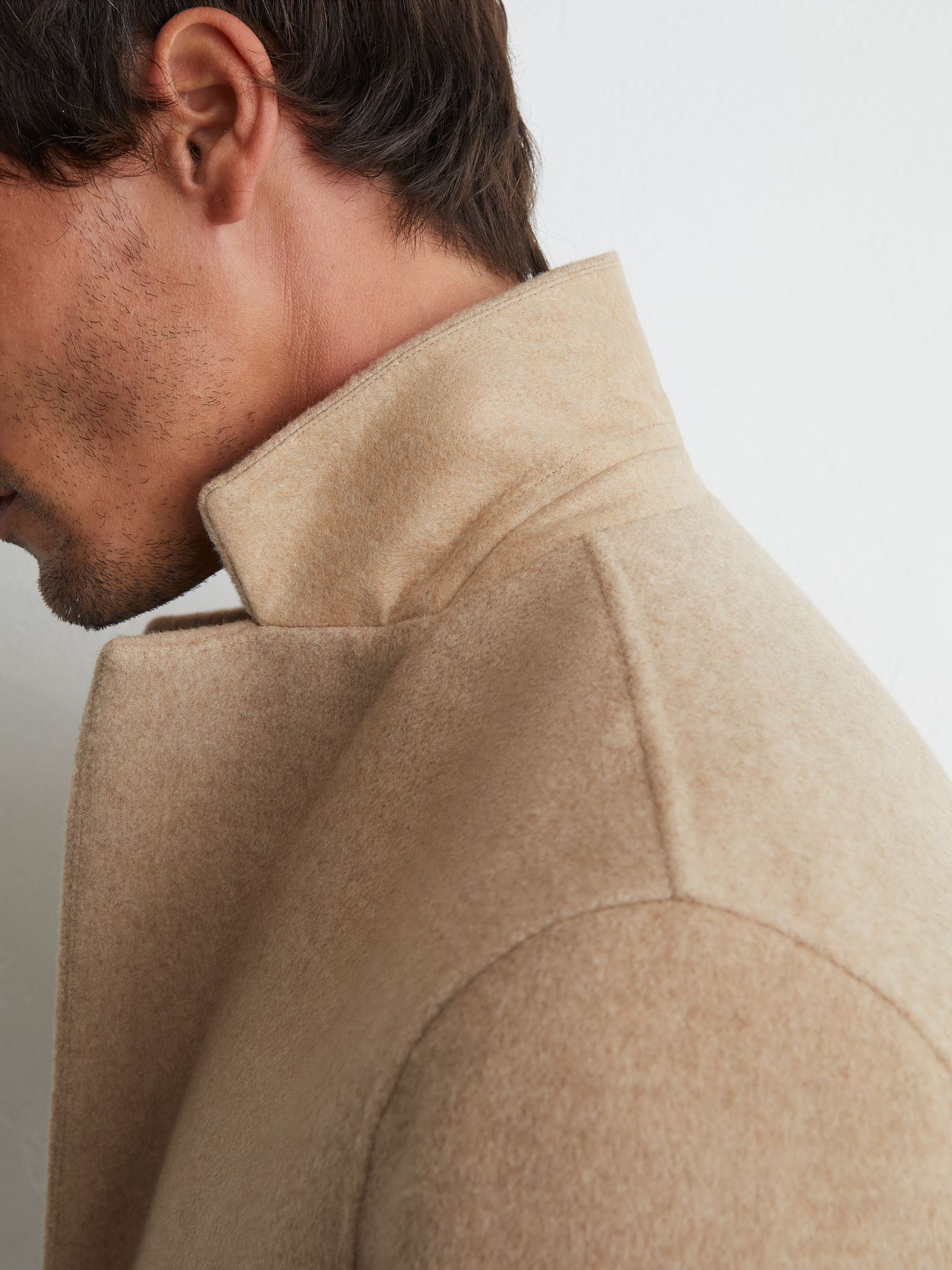 Wool-Blend Single-Breasted Epsom Coat in Oatmeal - Image 4 of 8