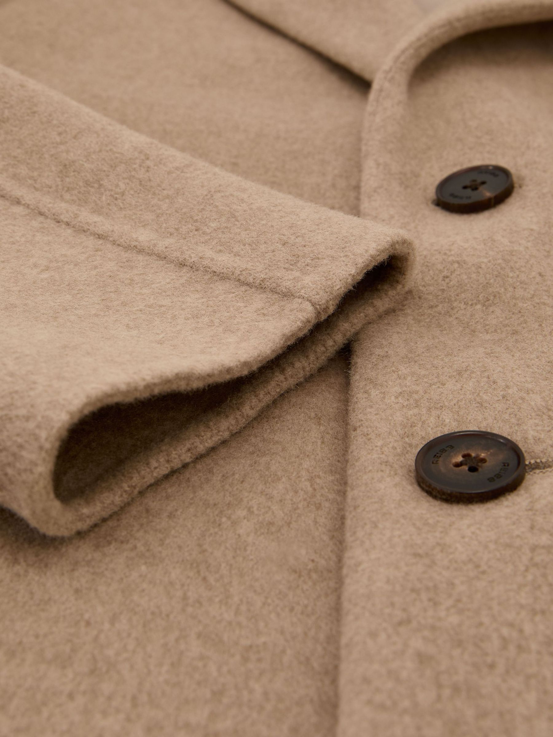 Wool-Blend Single-Breasted Epsom Coat in Oatmeal - Image 8 of 8
