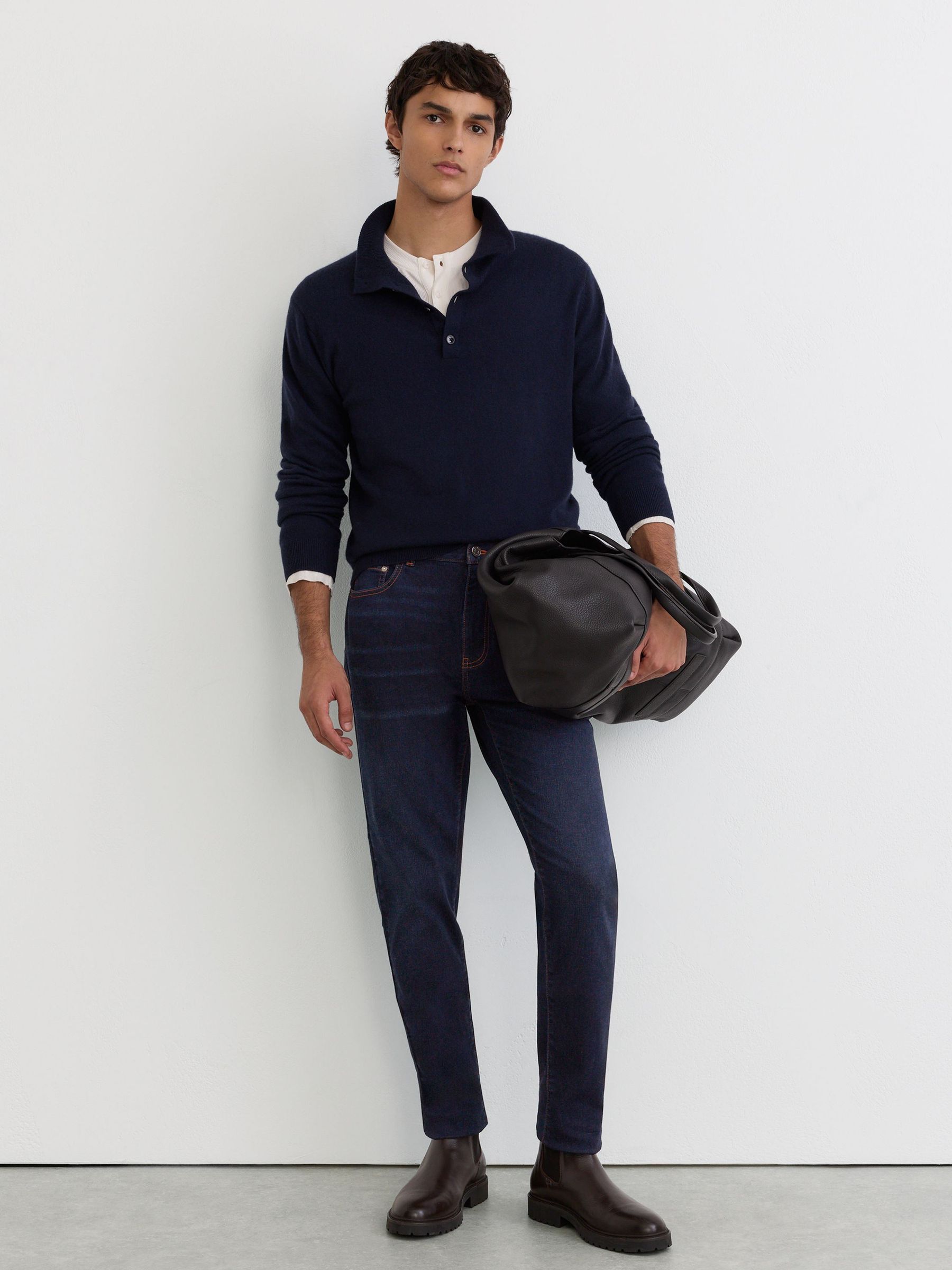 Tapered Slim-Fit Jeans in Washed Dark Indigo - Image 1 of 6 Tapered Slim-Fit Jeans in Washed Dark Indigo - Image 1 of 6