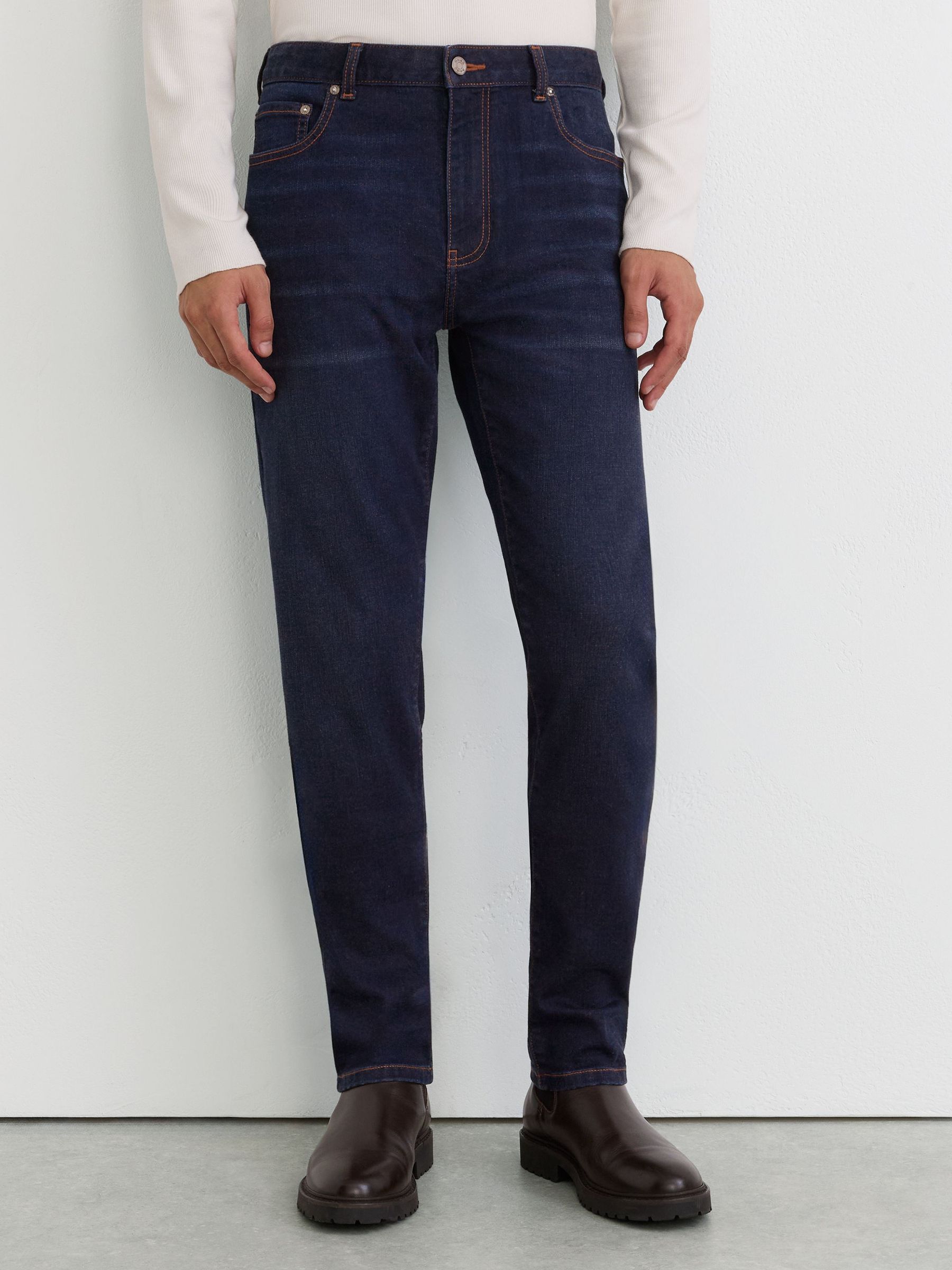 Tapered Slim-Fit Jeans in Washed Dark Indigo - Image 3 of 6