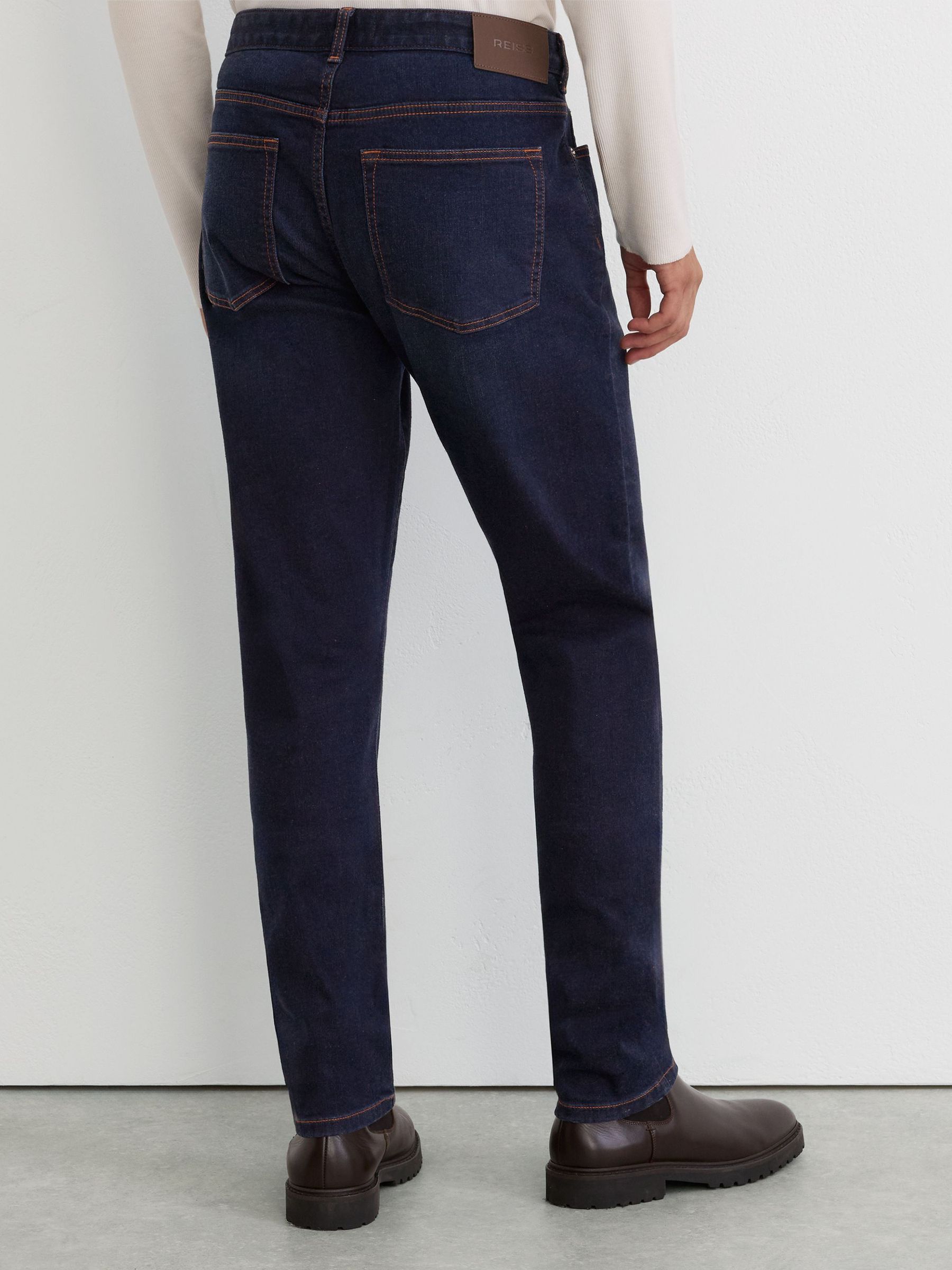 Tapered Slim-Fit Jeans in Washed Dark Indigo - Image 5 of 6