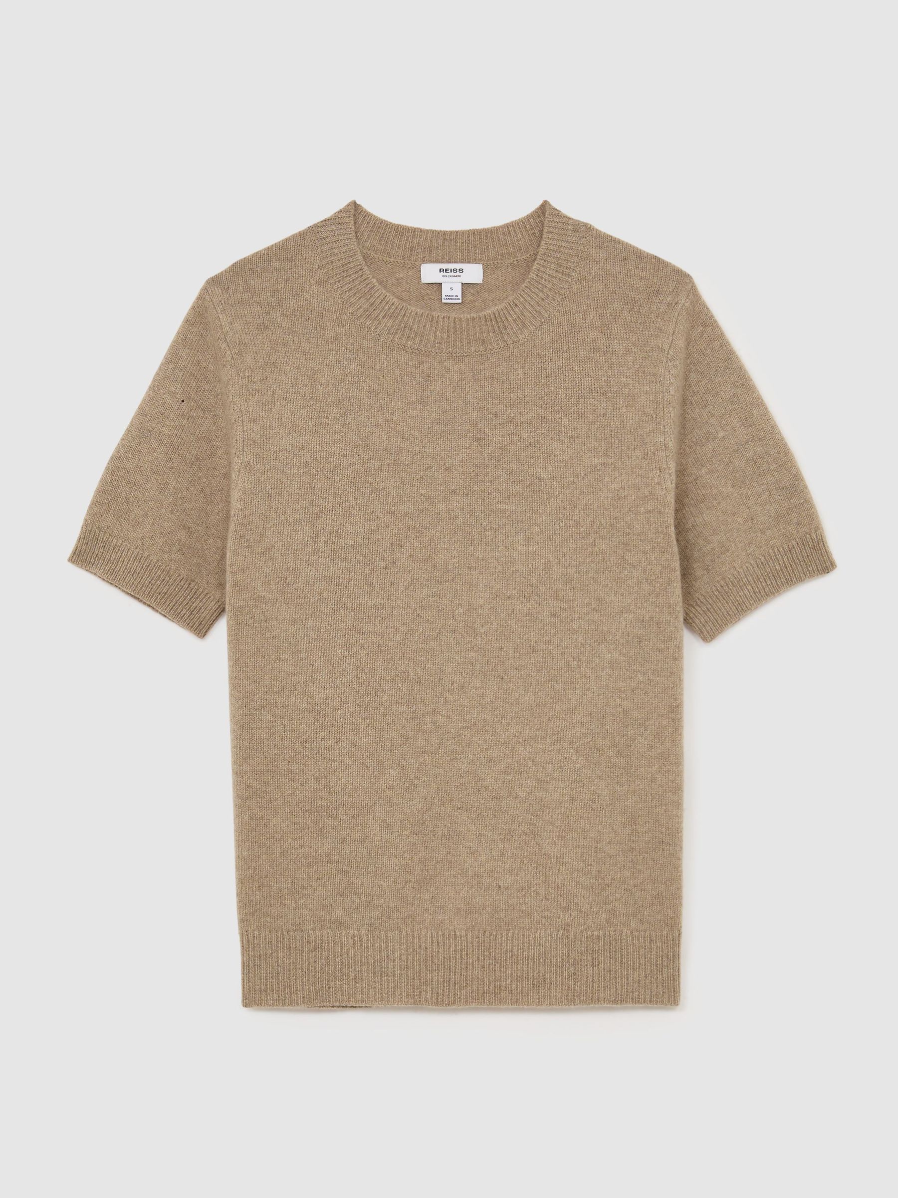 100% Cashmere Crew-Neck T-Shirt in Neutral - Image 2 de 7
