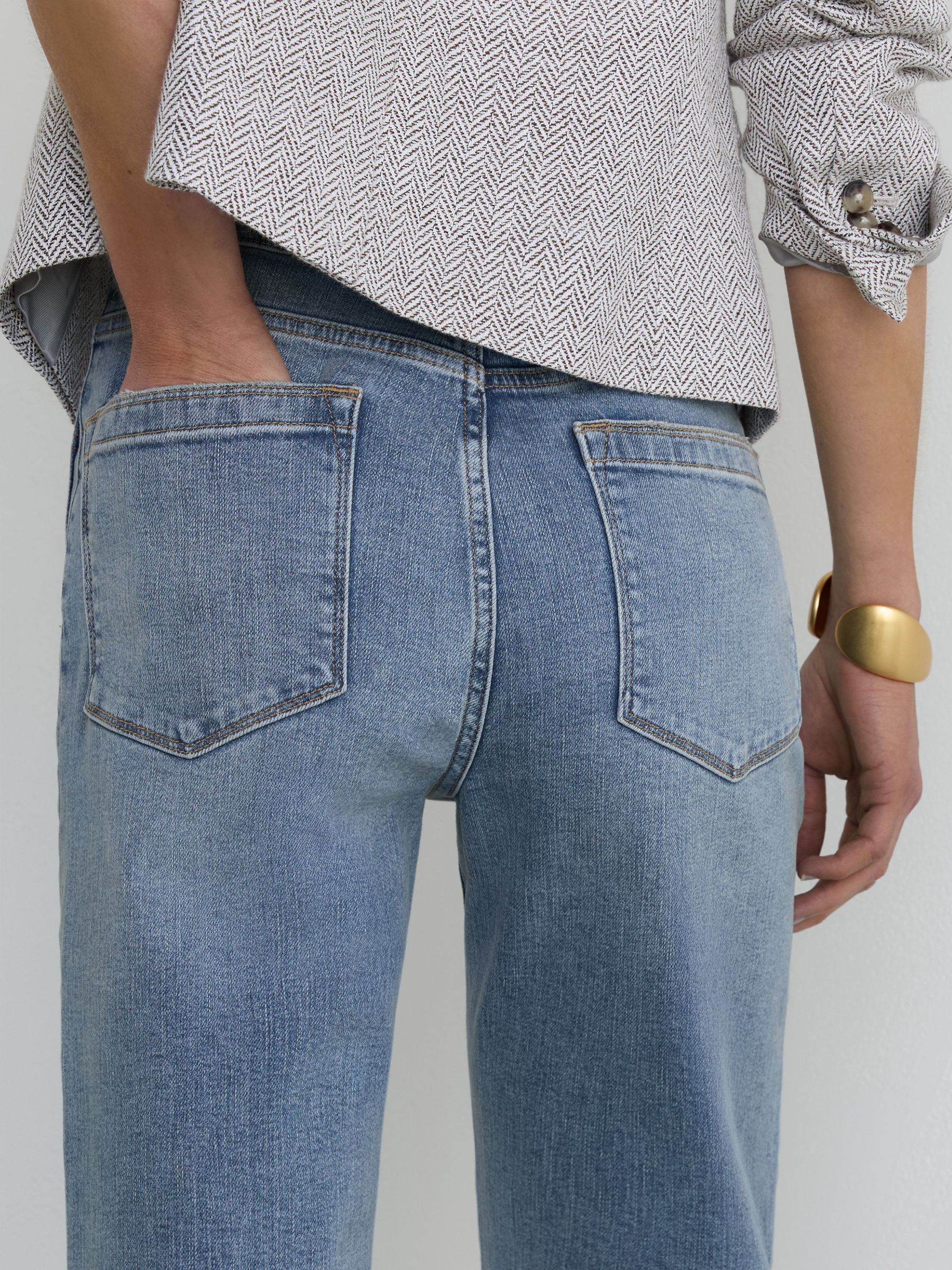Petite Twin-Pocket Button Flared Jeans in Light Blue - Image 6 of 9
