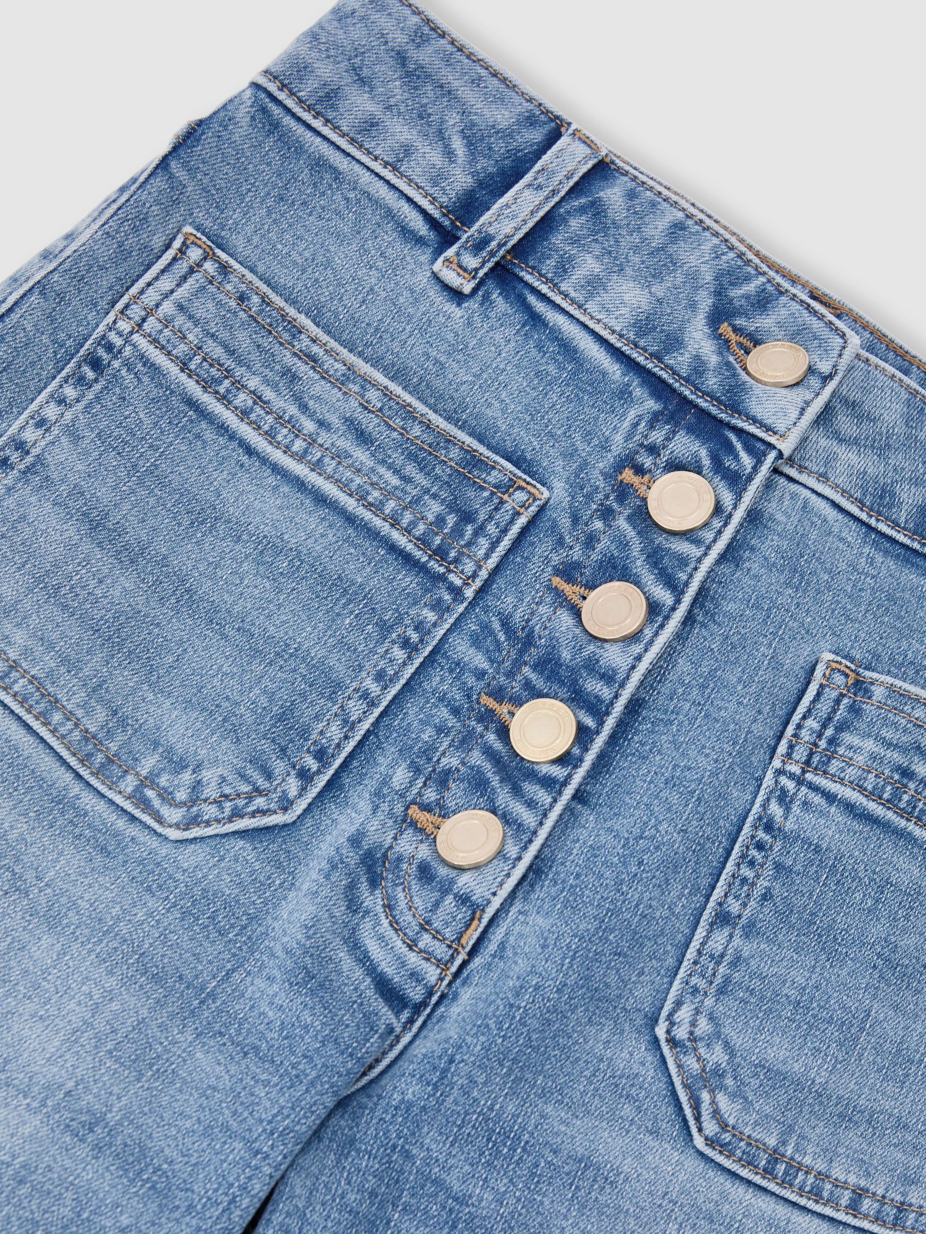 Petite Twin-Pocket Button Flared Jeans in Light Blue - Image 8 of 9