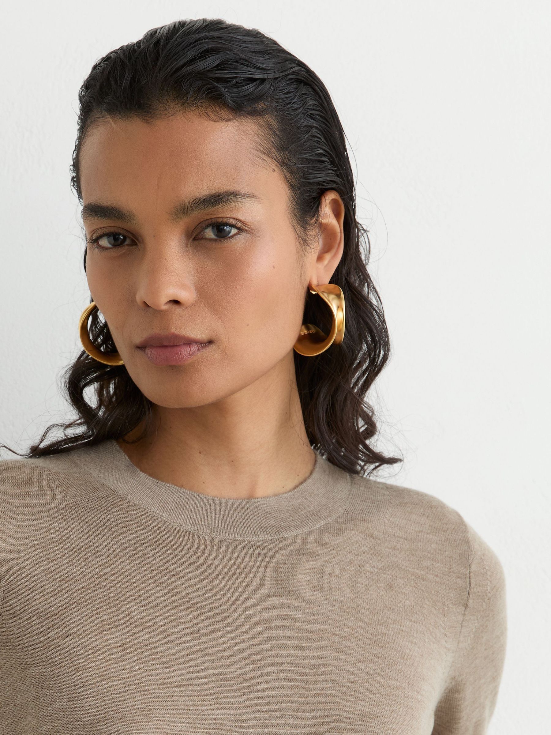 Merino Wool Crew-Neck Jumper in Neutral - Image 3 of 6