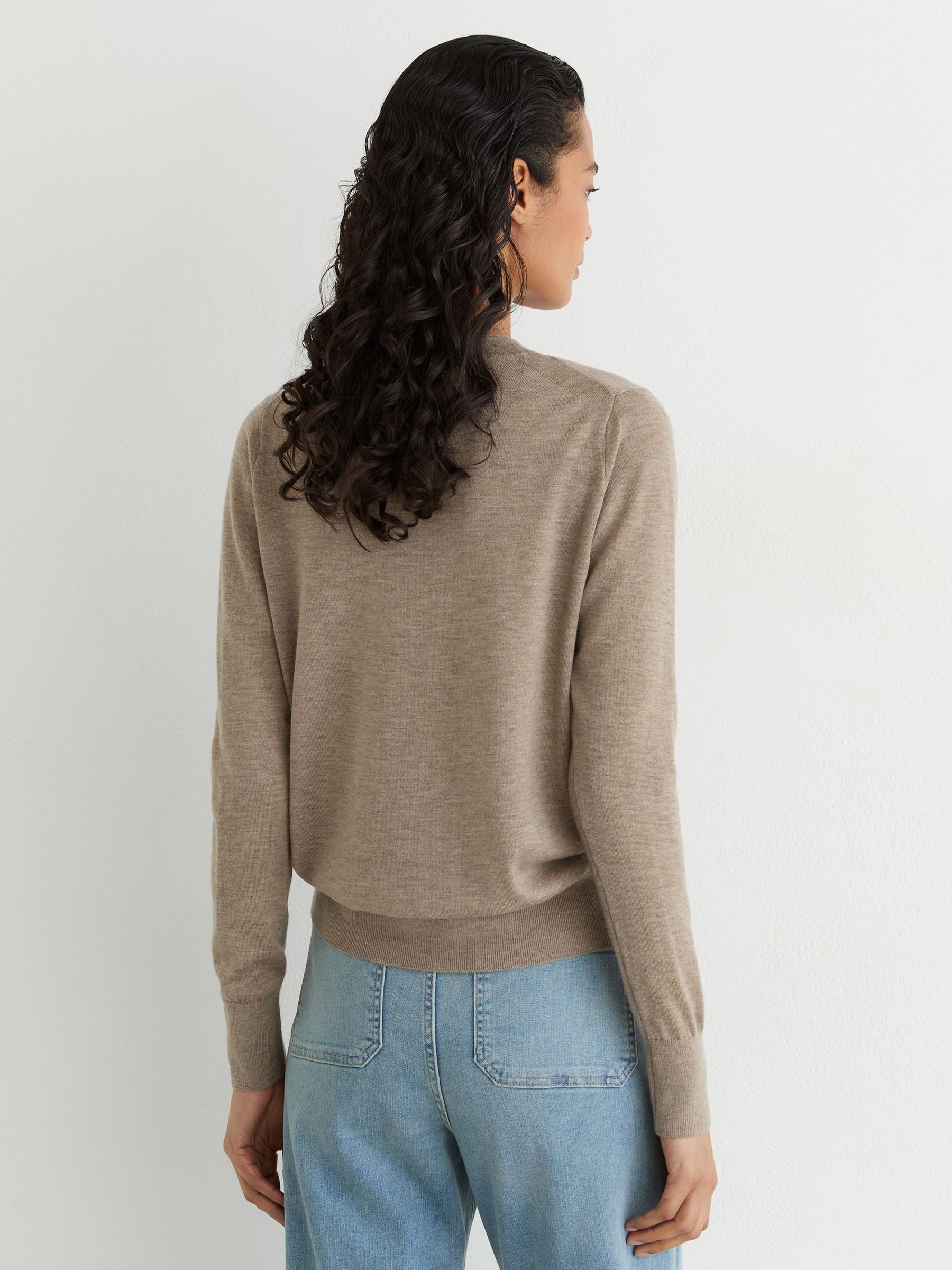 Merino Wool Crew-Neck Jumper in Neutral - Image 5 of 6