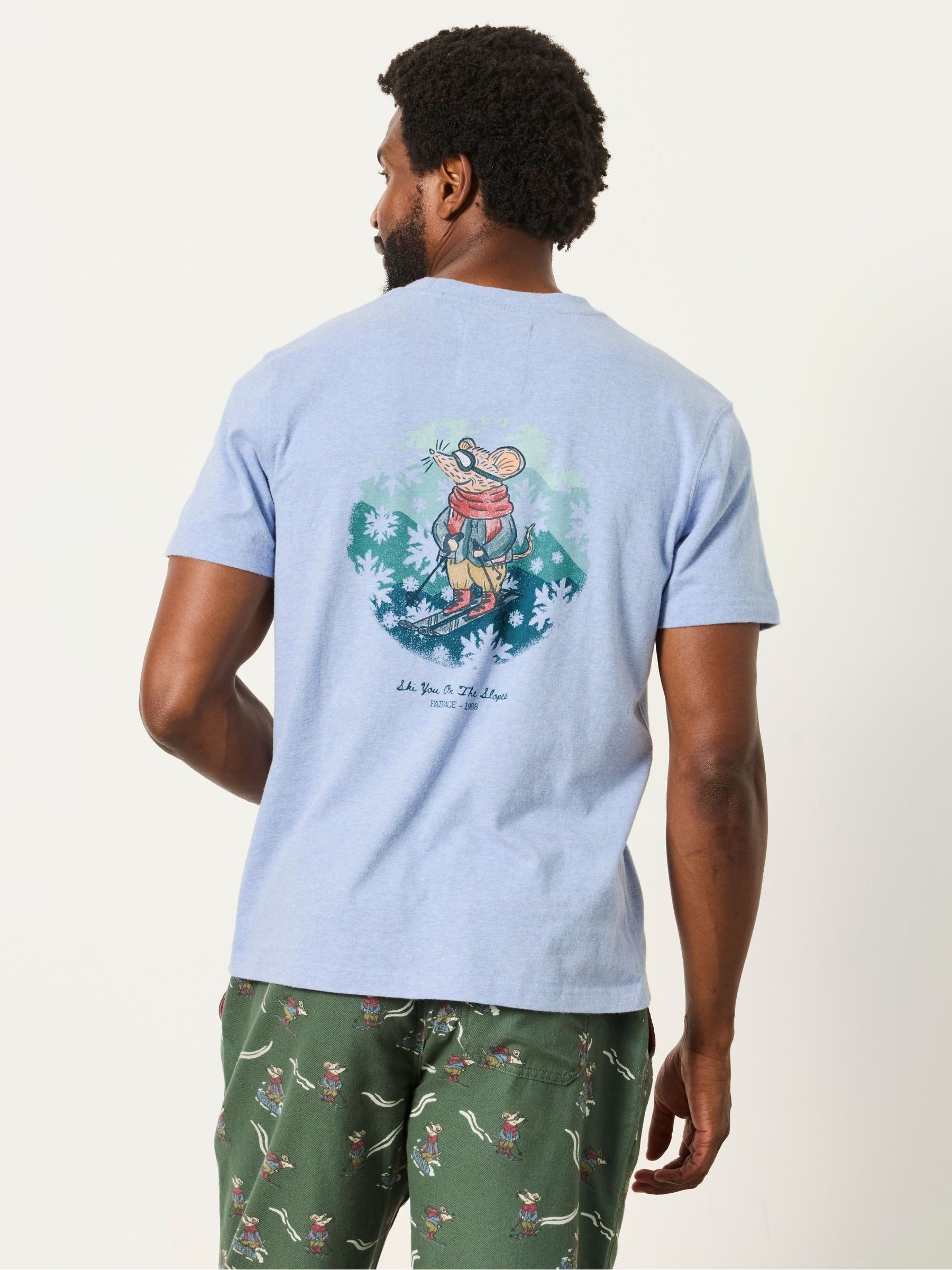 Shelter Pale Blue Christmas Mouse Graphic T-Shirt - Image 2 of 6 Shelter Pale Blue Christmas Mouse Graphic T-Shirt - Image 2 of 6