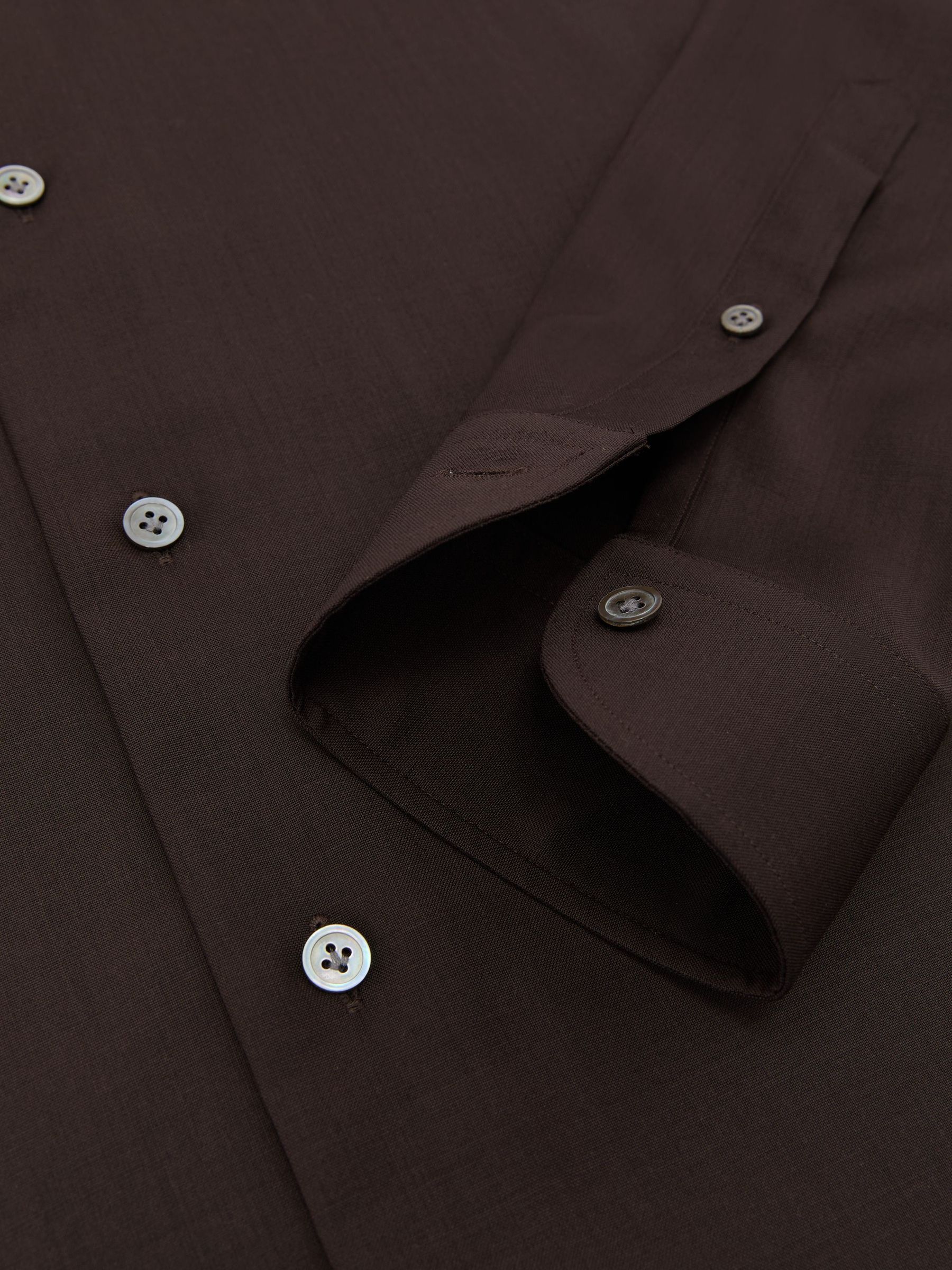 Atelier Wool Long-Sleeve Slim-Fit Brown Shirt in Brown - Εικόνα 8 από 8