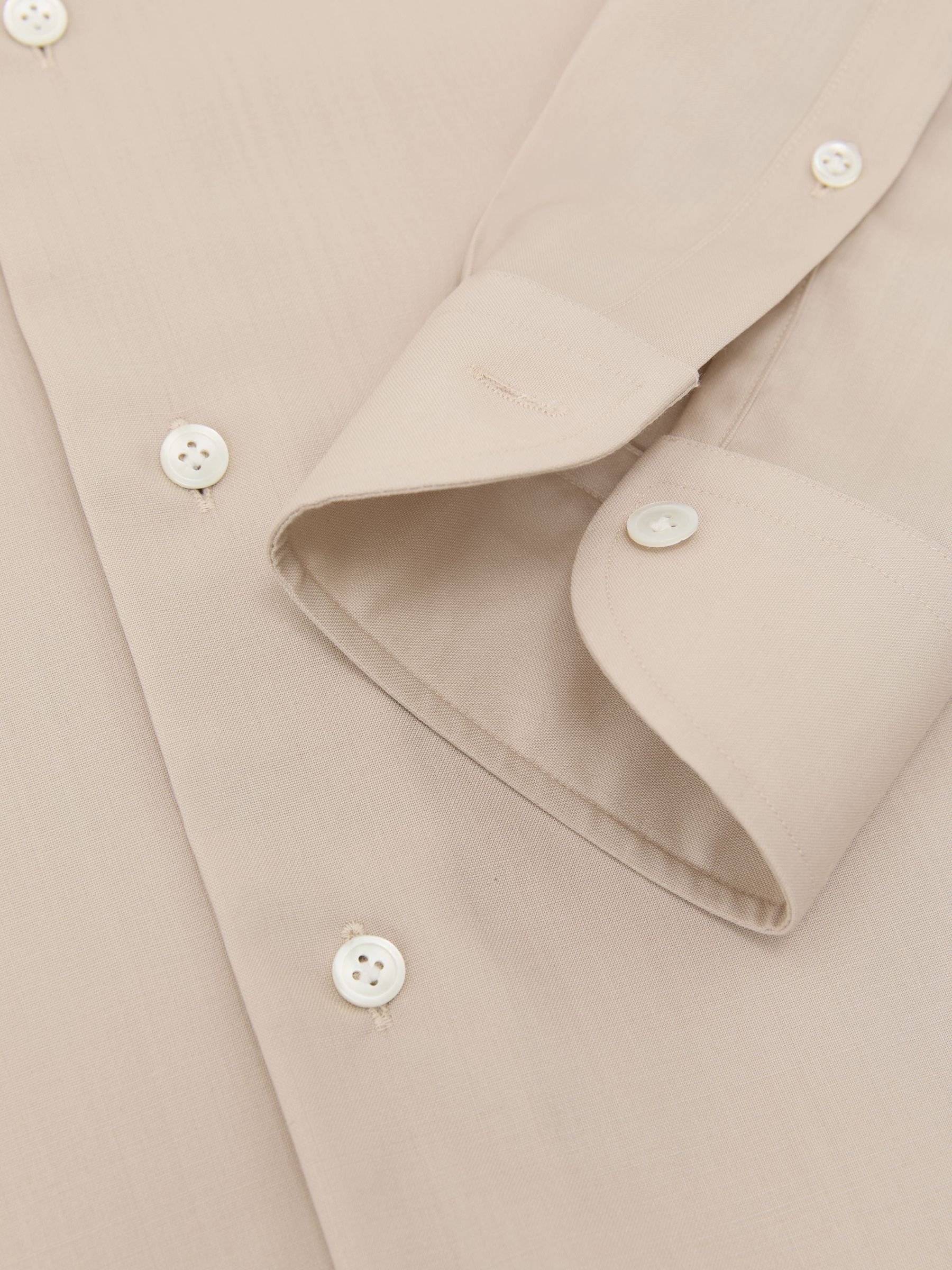 Atelier Stone Wool Long-Sleeve Slim-Fit Shirt in Stone - Image 7 of 7