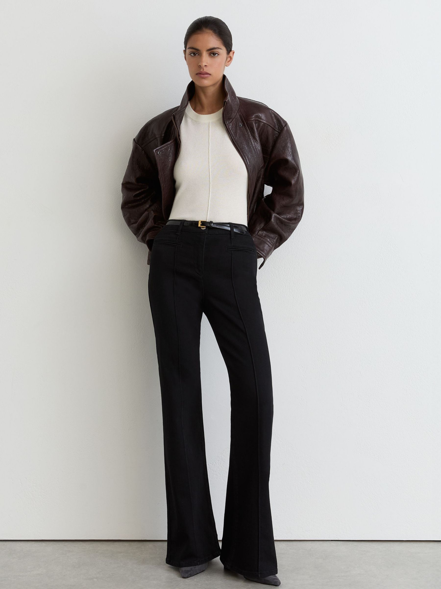 Wool-Blend Reverse-Seam Jumper with Cashmere in Ivory - Image 4 of 6