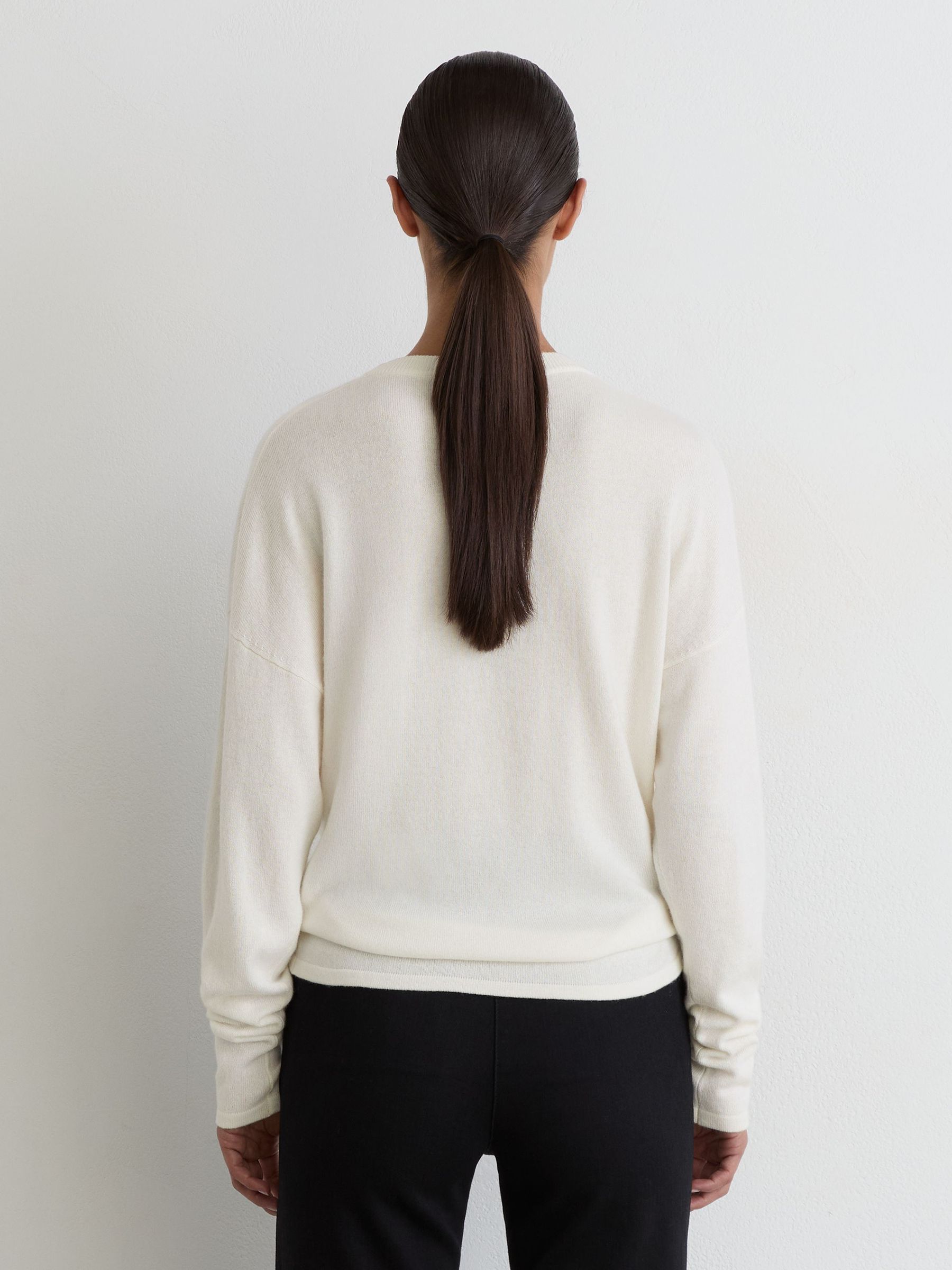 Wool-Blend Reverse-Seam Jumper with Cashmere in Ivory - Image 5 of 6