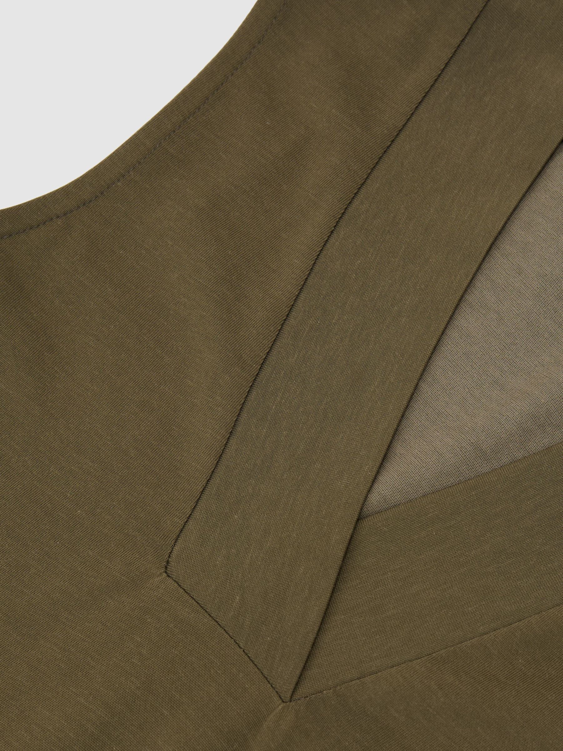 Jersey V-Neck Vest in Khaki Green - Image 6 of 6