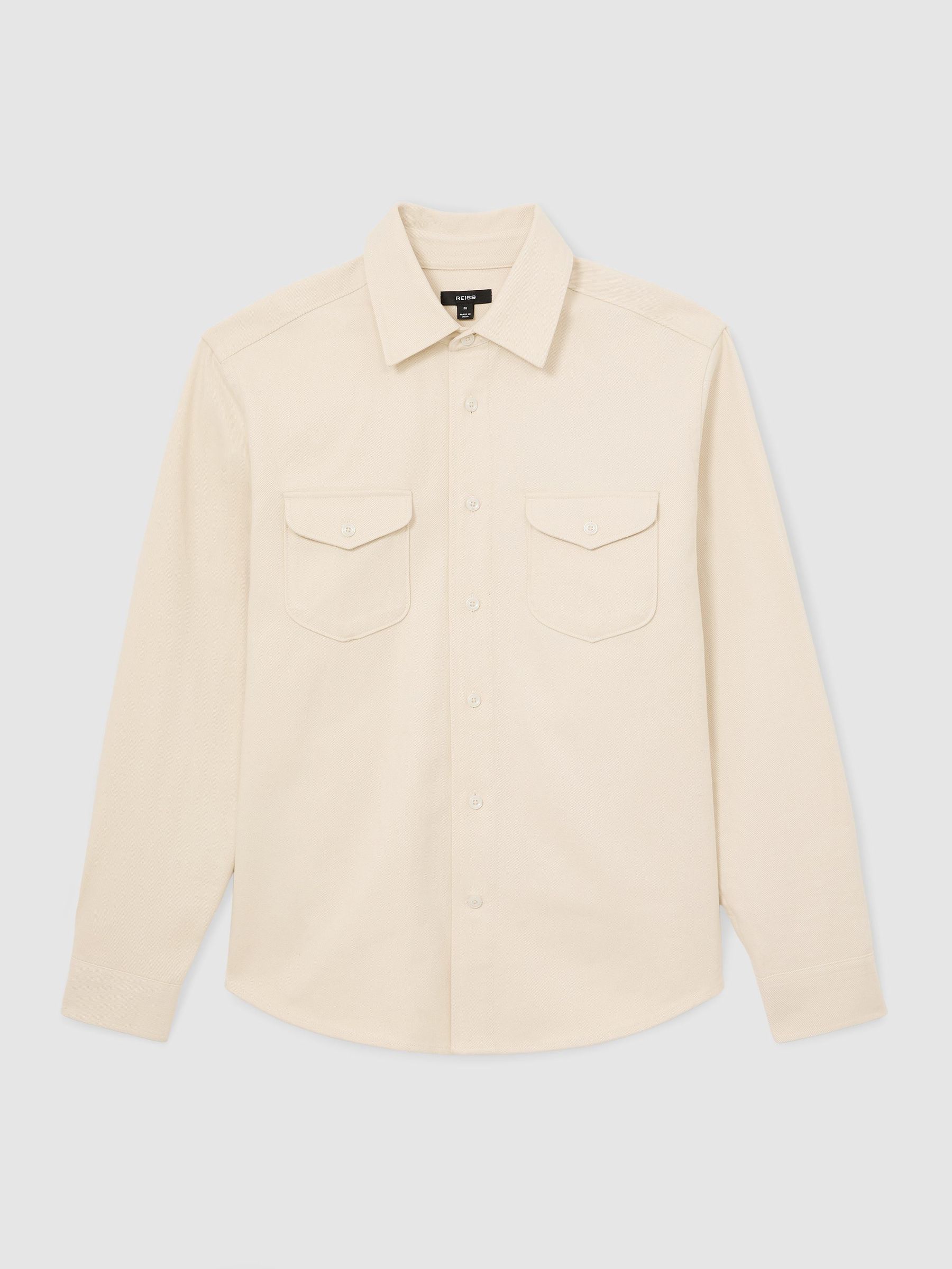 Cotton-Twill Twin-Pocket Regular-Fit Shirt in Stone - Image 2 of 7