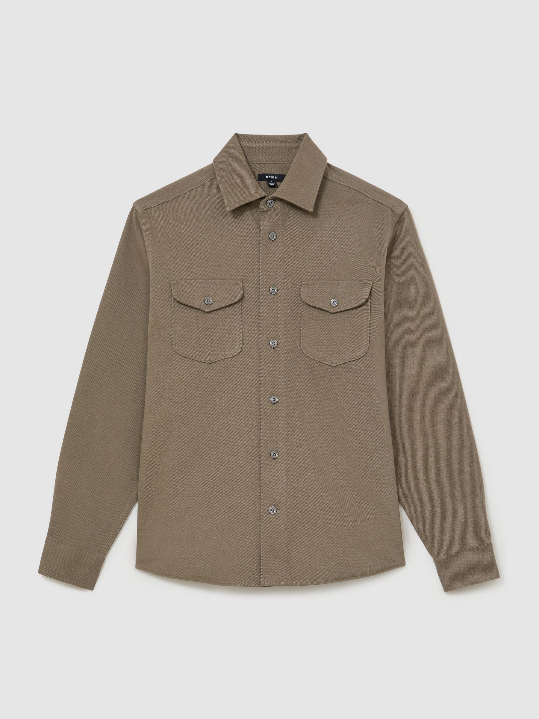 Cotton-Twill Twin-Pocket Regular-Fit Shirt in Soft Sage - Image 2 of 7