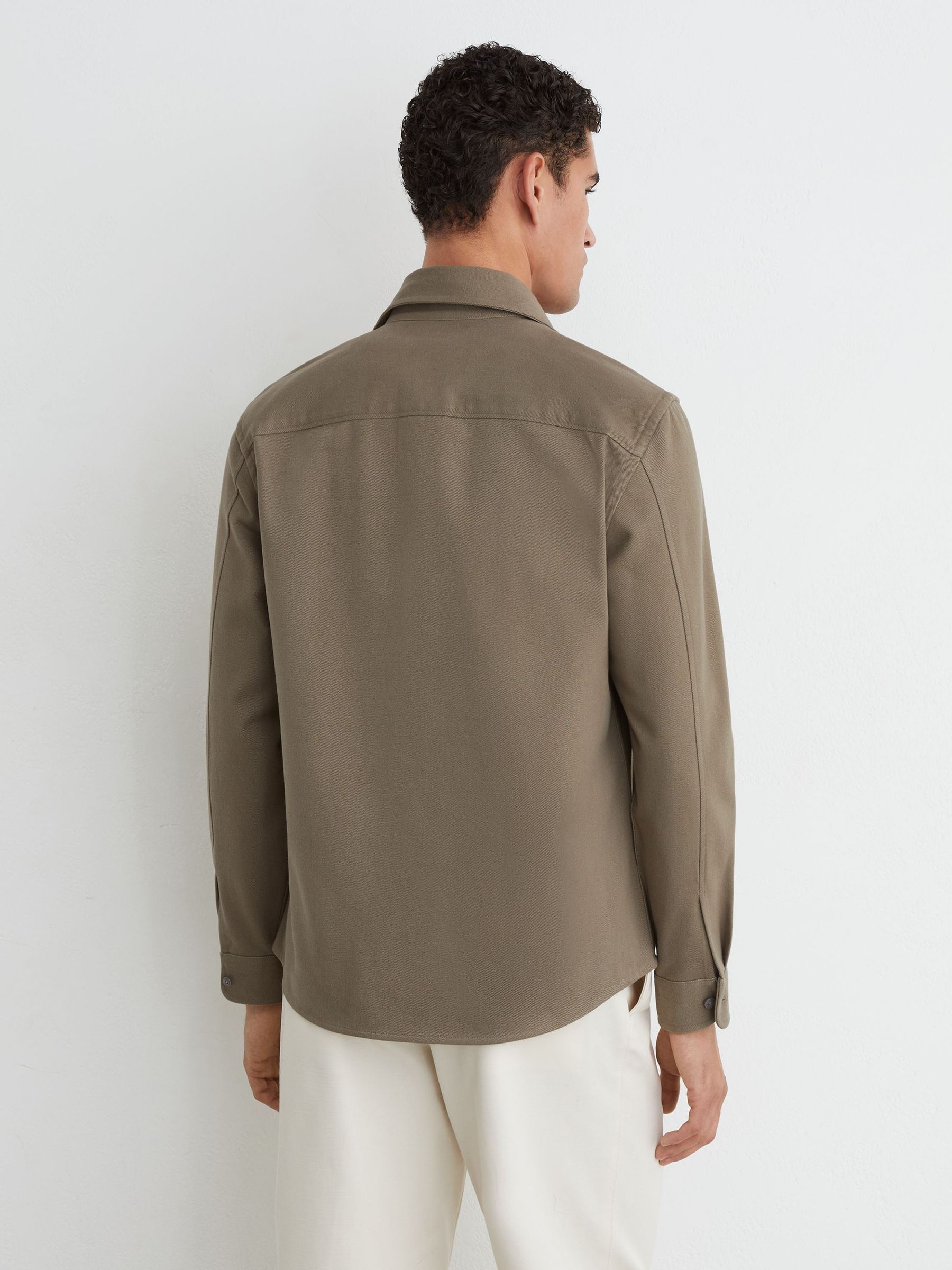 Cotton-Twill Twin-Pocket Regular-Fit Shirt in Soft Sage - Image 6 of 7