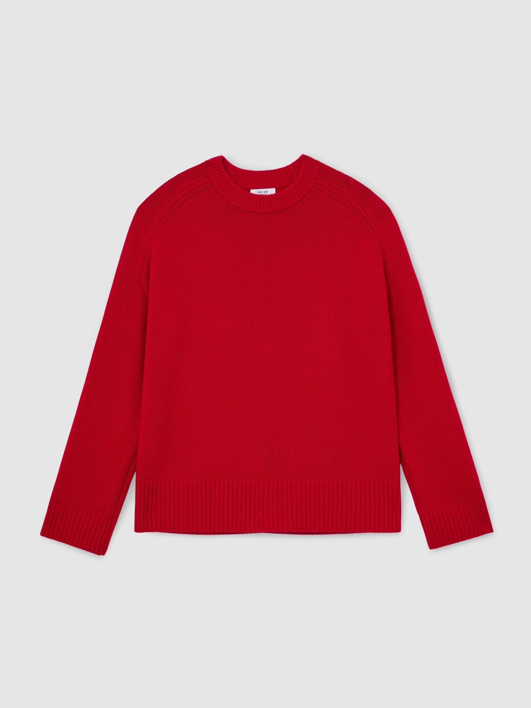 Wool-Cashmere Crew-Neck Raglan Jumper in Red - Image 2 of 6