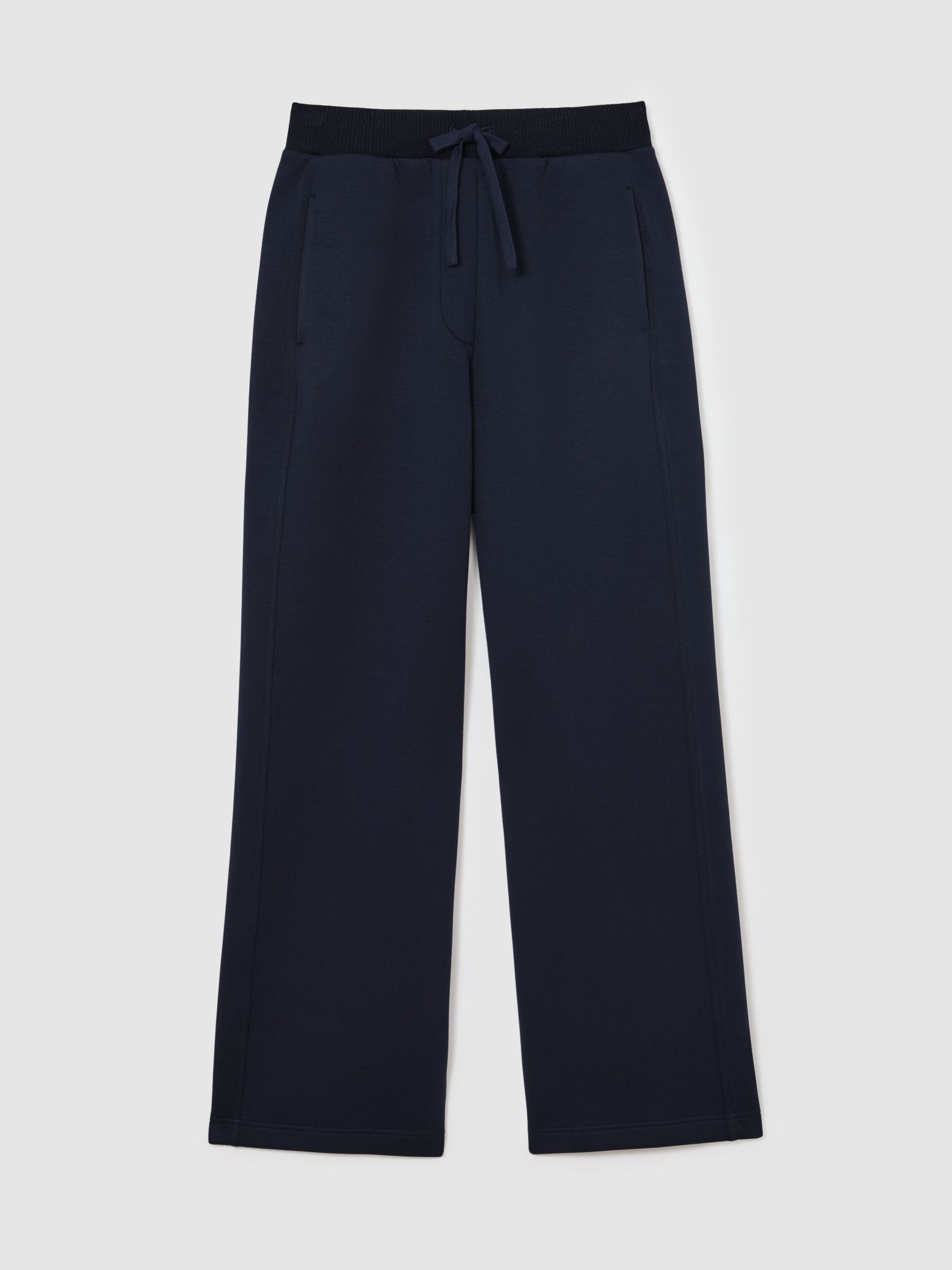 Premium Interlock Wide-Leg Joggers in Navy - Image 2 of 8