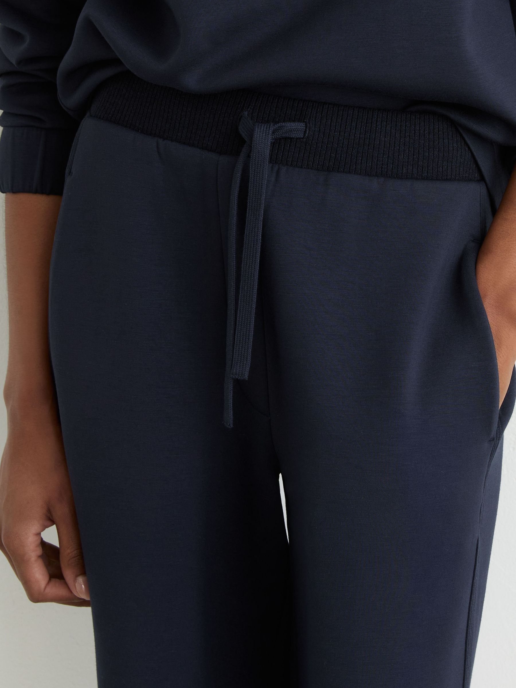 Premium Interlock Wide-Leg Joggers in Navy - Image 6 of 8