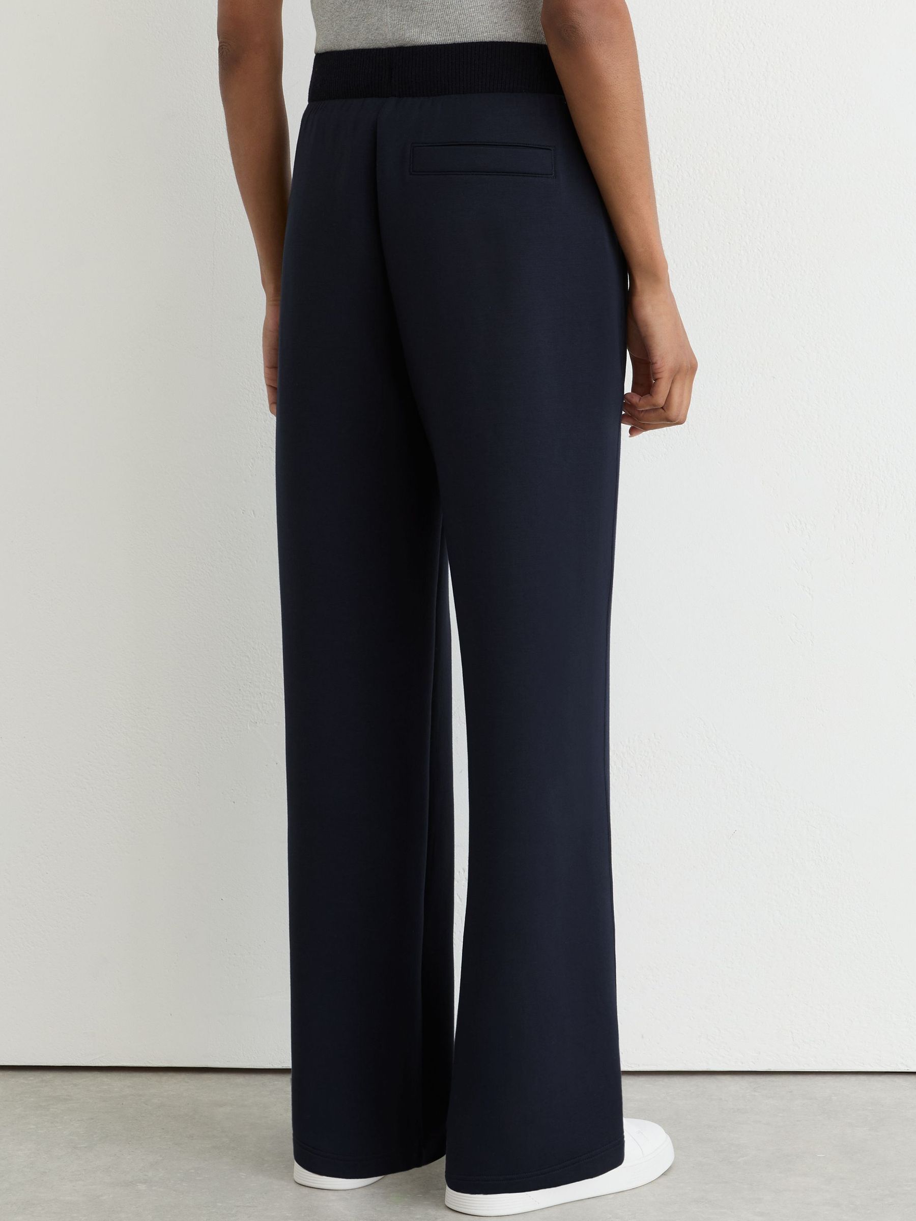 Premium Interlock Wide-Leg Joggers in Navy - Image 7 of 8
