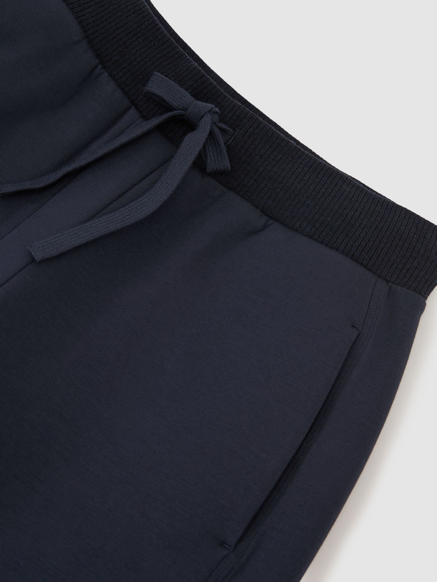 Premium Interlock Wide-Leg Joggers in Navy - Image 8 of 8