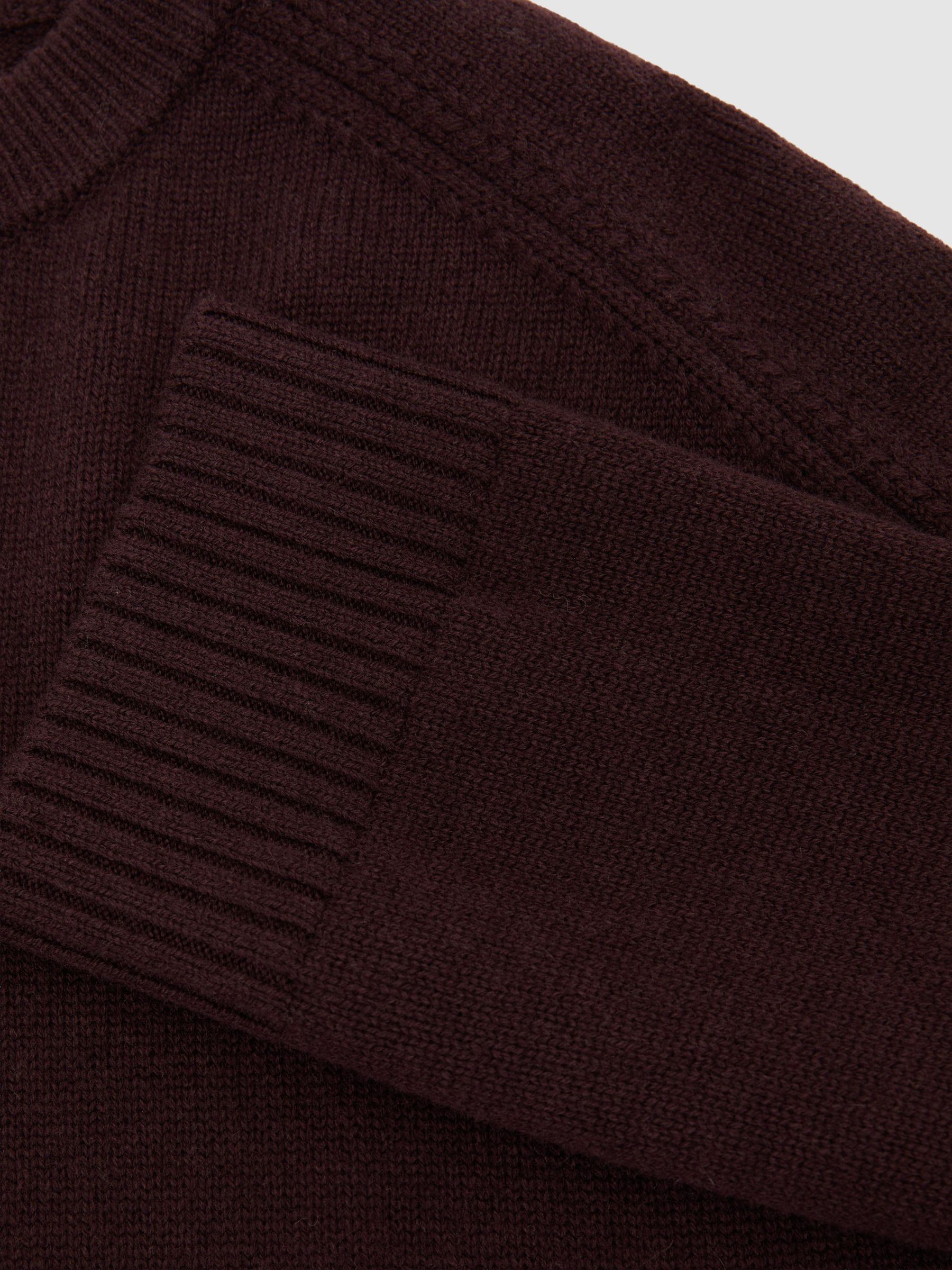 Pull raglan à col rond en laine et cachemire couleur bordeaux raisin - Image 7 de 7