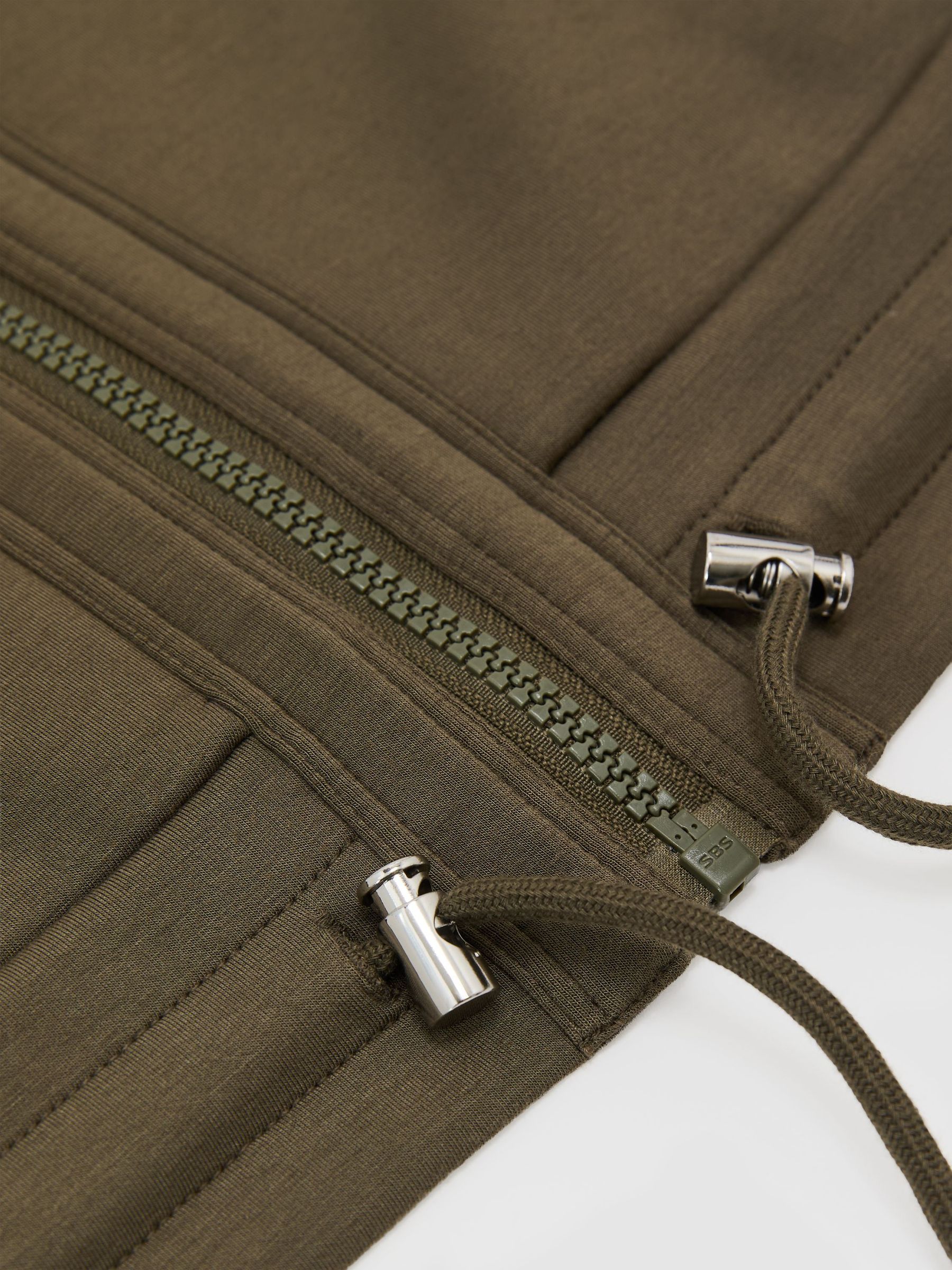 Premium Interlock Zip-Front Sweatshirt in Khaki Green - Image 6 of 6