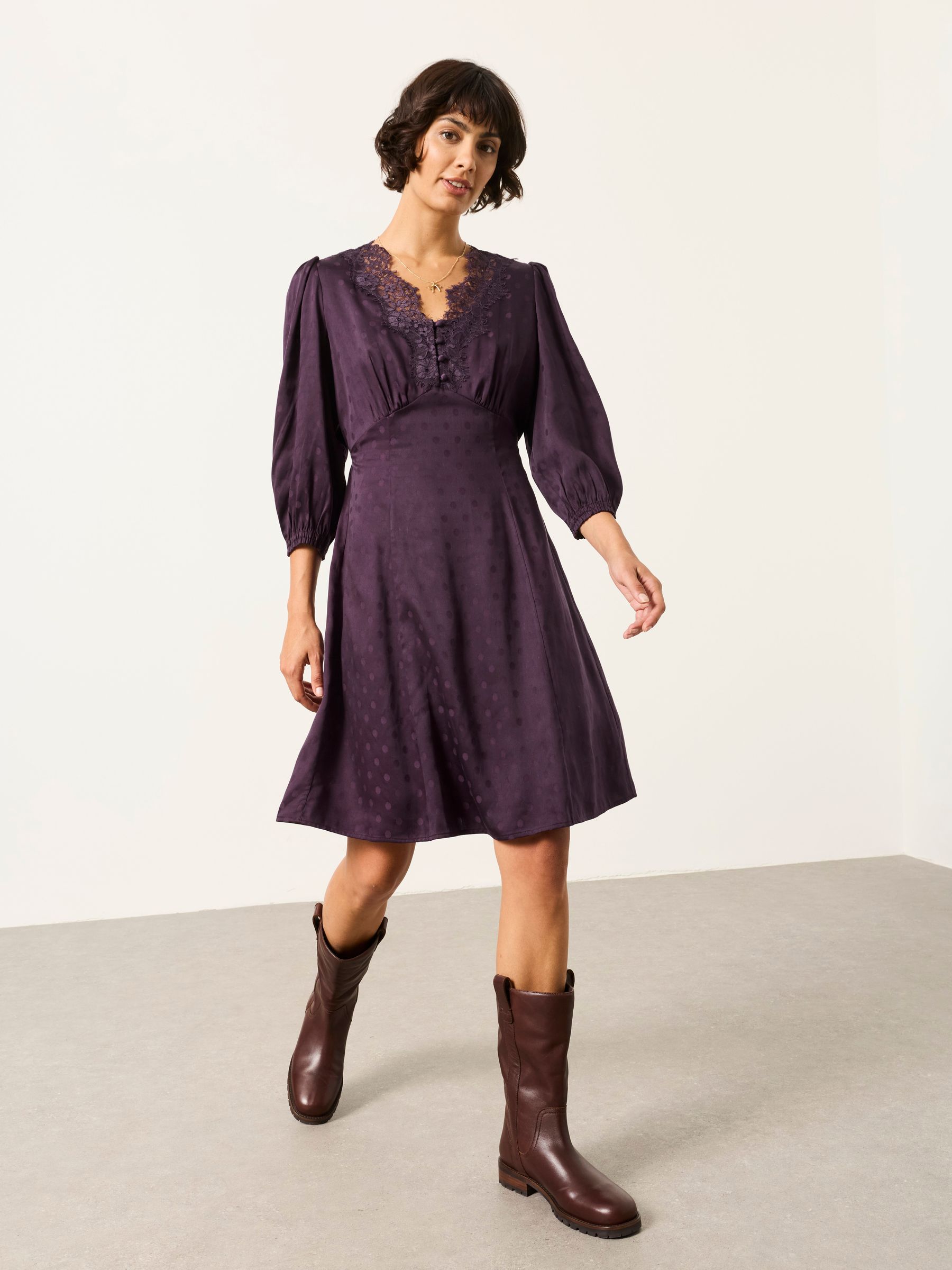 Libby Purple Polka Dress - Image 1 of 6