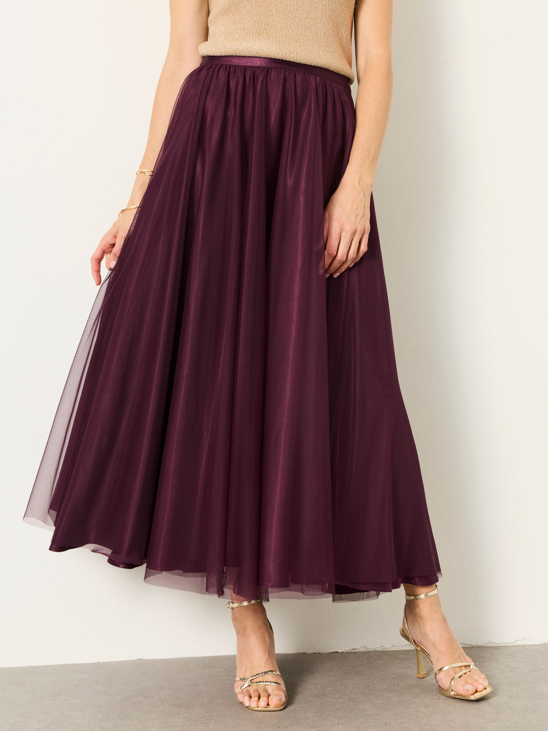 Violet Wine Tulle Prom Skirt - Image 2 of 7