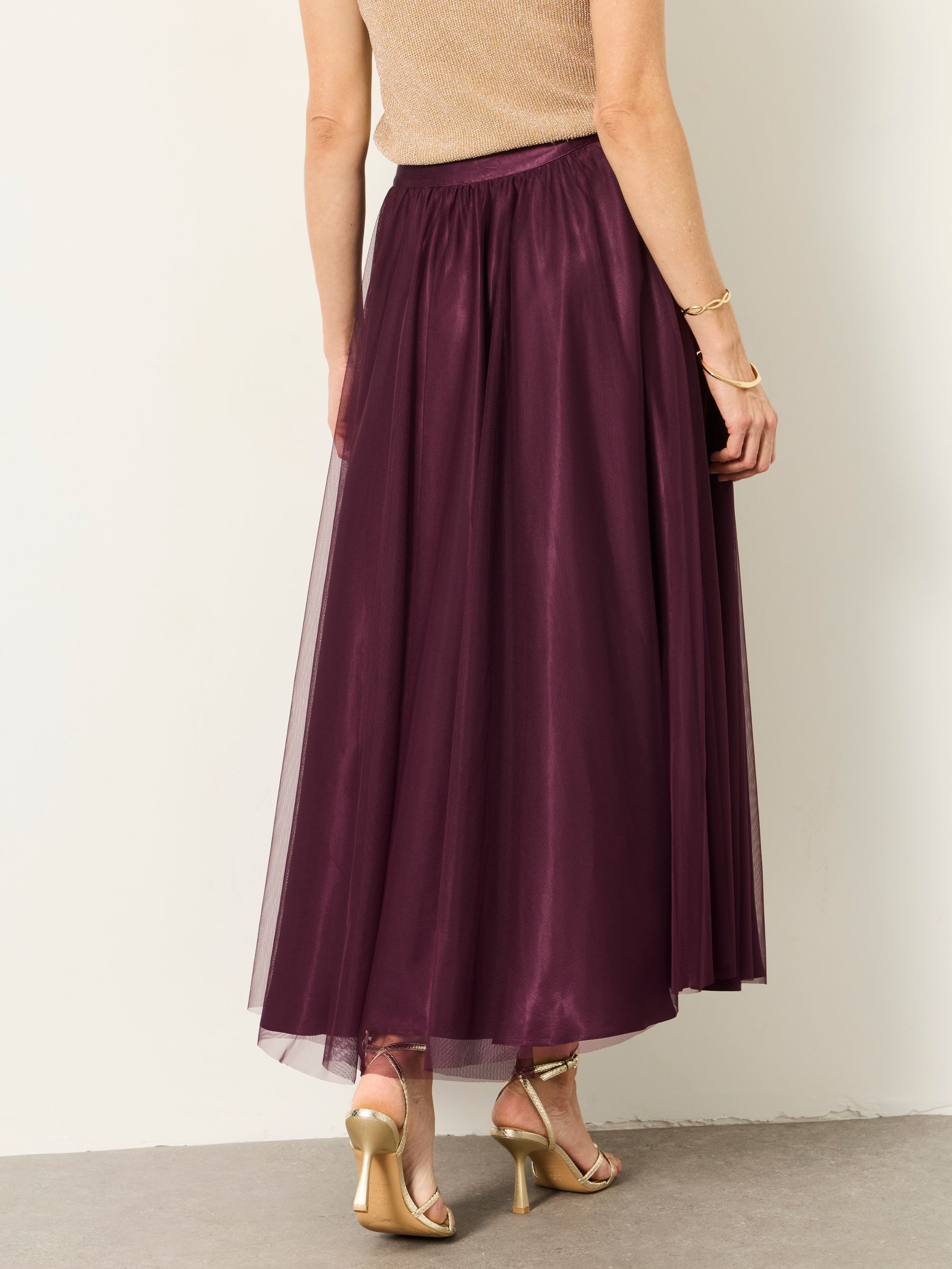 Violet Wine Tulle Prom Skirt - Image 3 of 7