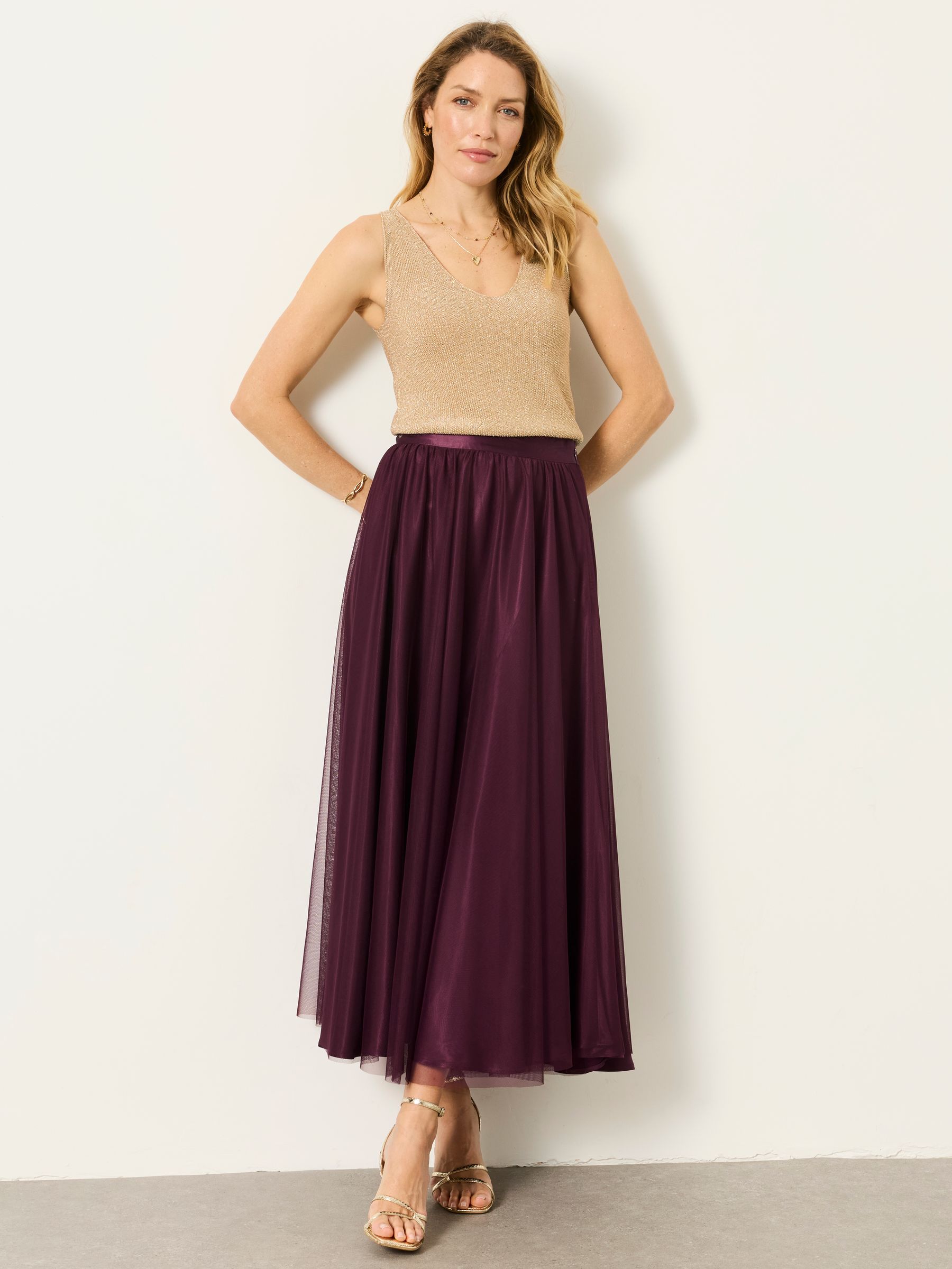 Violet Wine Tulle Prom Skirt - Image 4 of 7