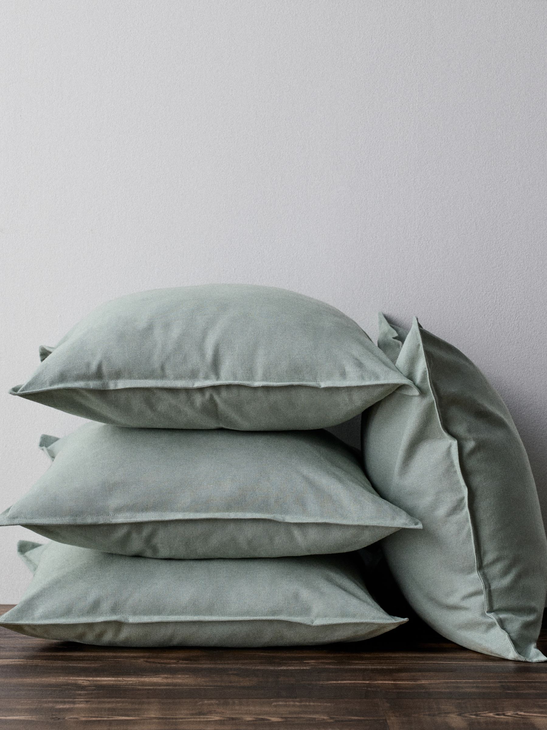 The Set 4 Pack Green/White Cotton Linen Cushion Covers - Image 2 of 2 The Set 4 Pack Green/White Cotton Linen Cushion Covers - Image 2 of 2