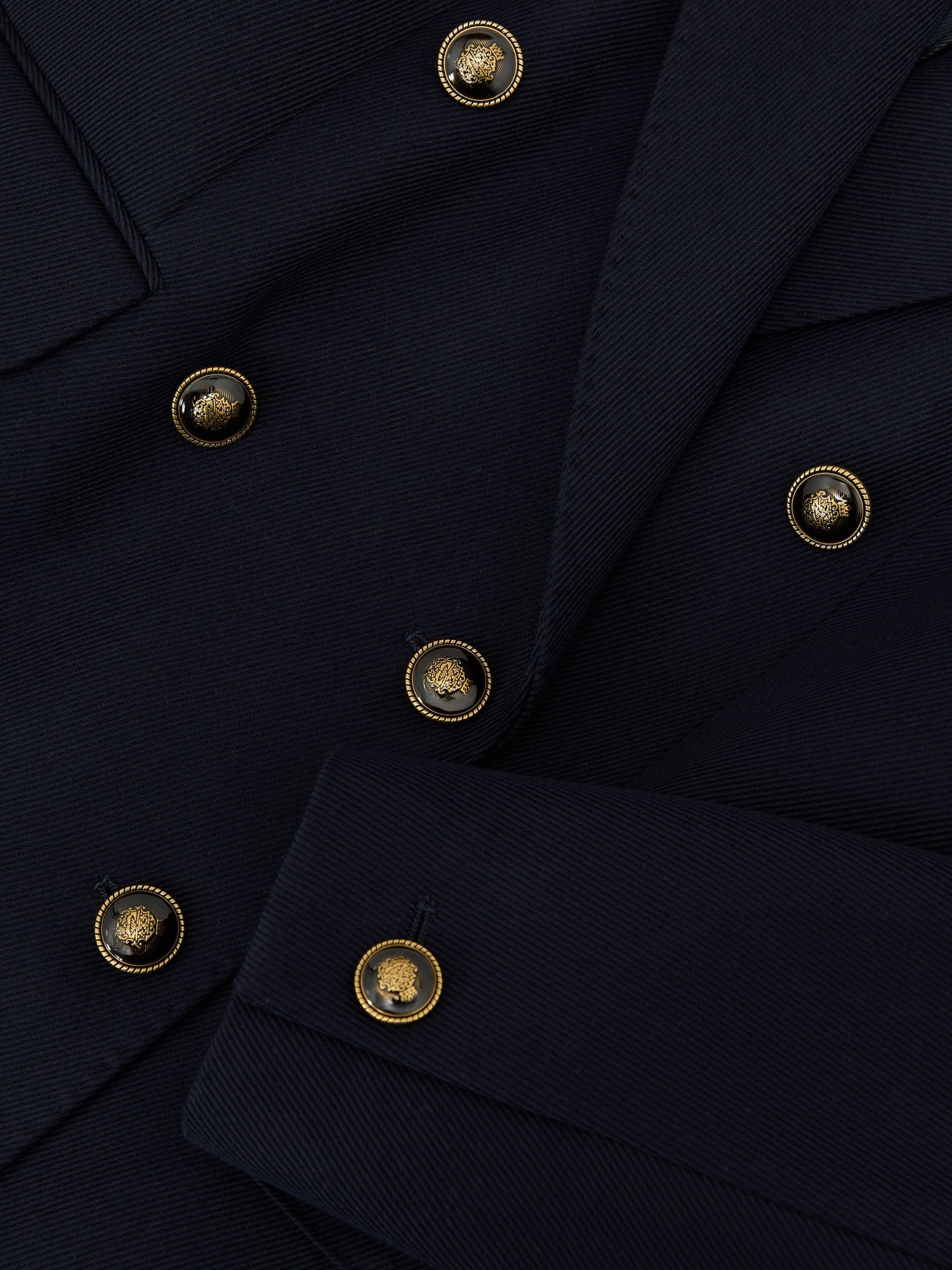 Petite Wool-Blend Twill Double-Breasted Blazer in Navy - Image 8 of 9