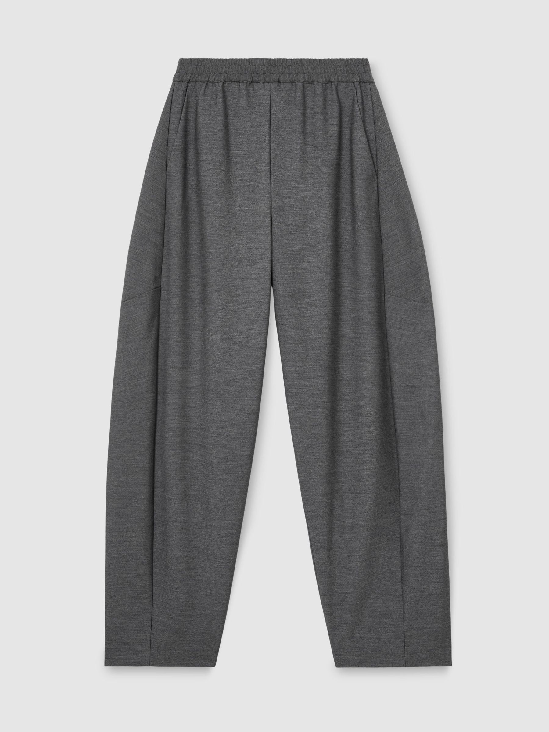 Elasticated-Waist Barrel-Leg Trousers in Grey - Image 2 of 8