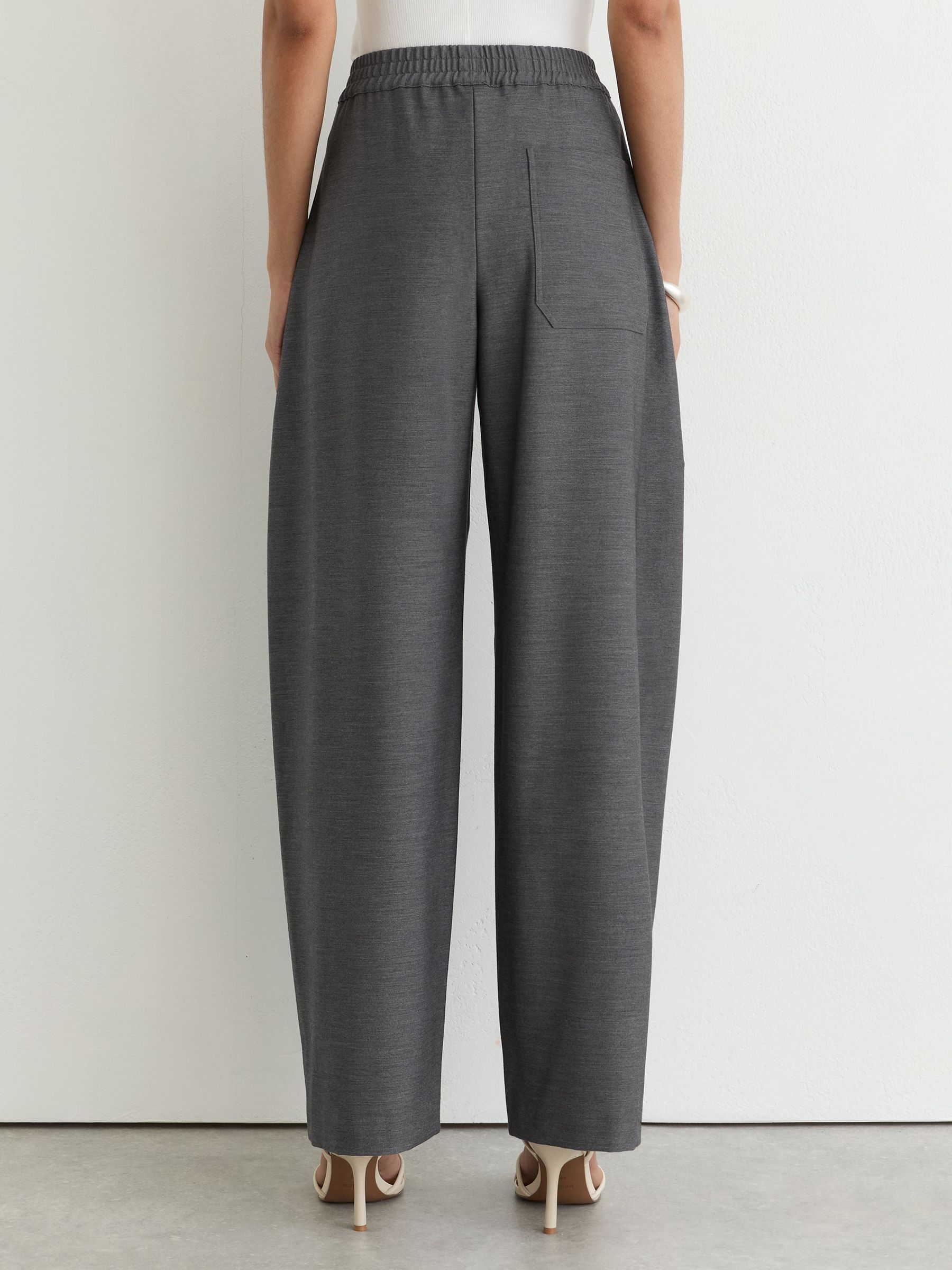 Elasticated-Waist Barrel-Leg Trousers in Grey - Image 6 of 8