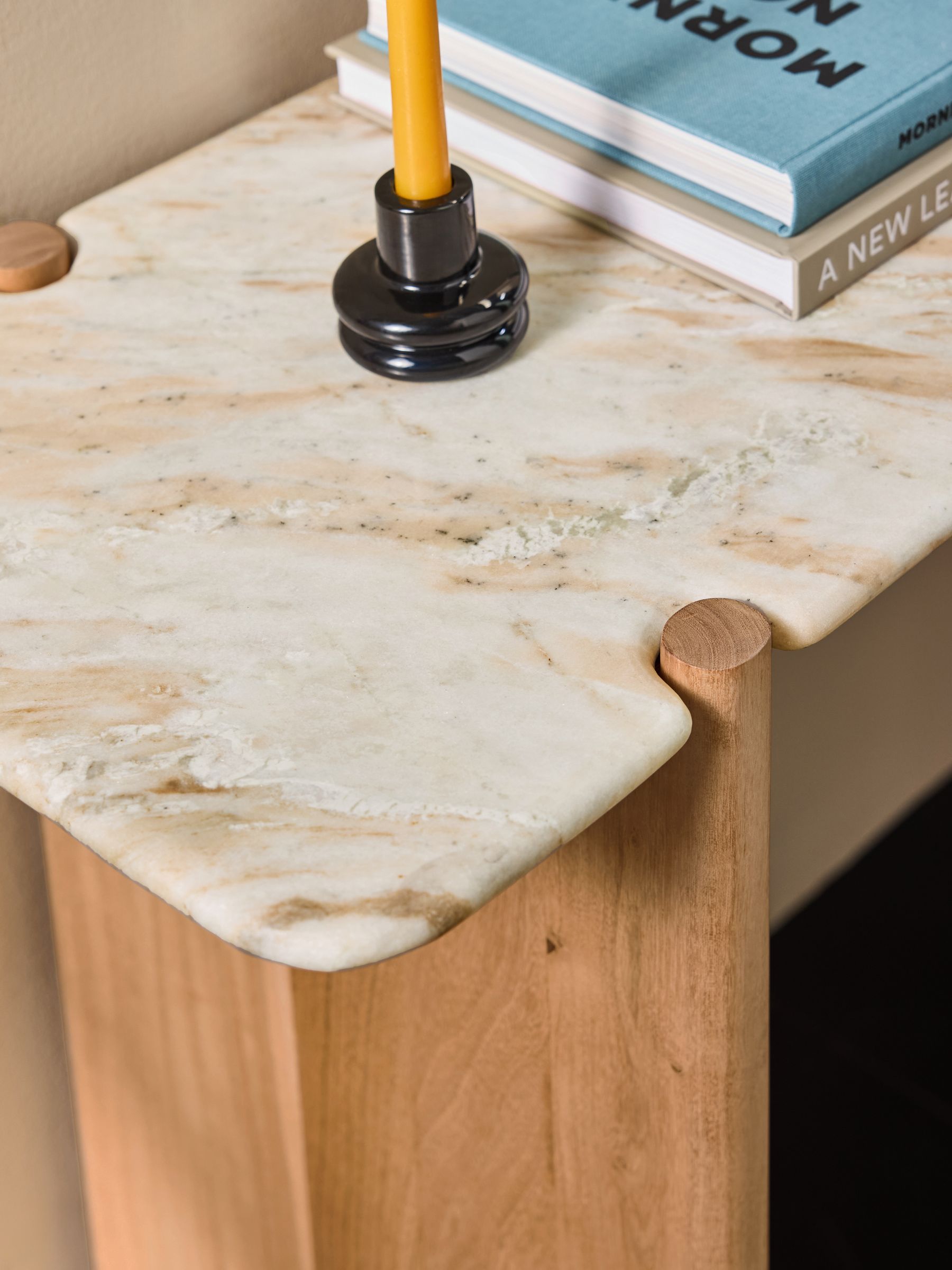 Callen Console Table in Acacia Wood and Solid Marble - Image 3 of 6