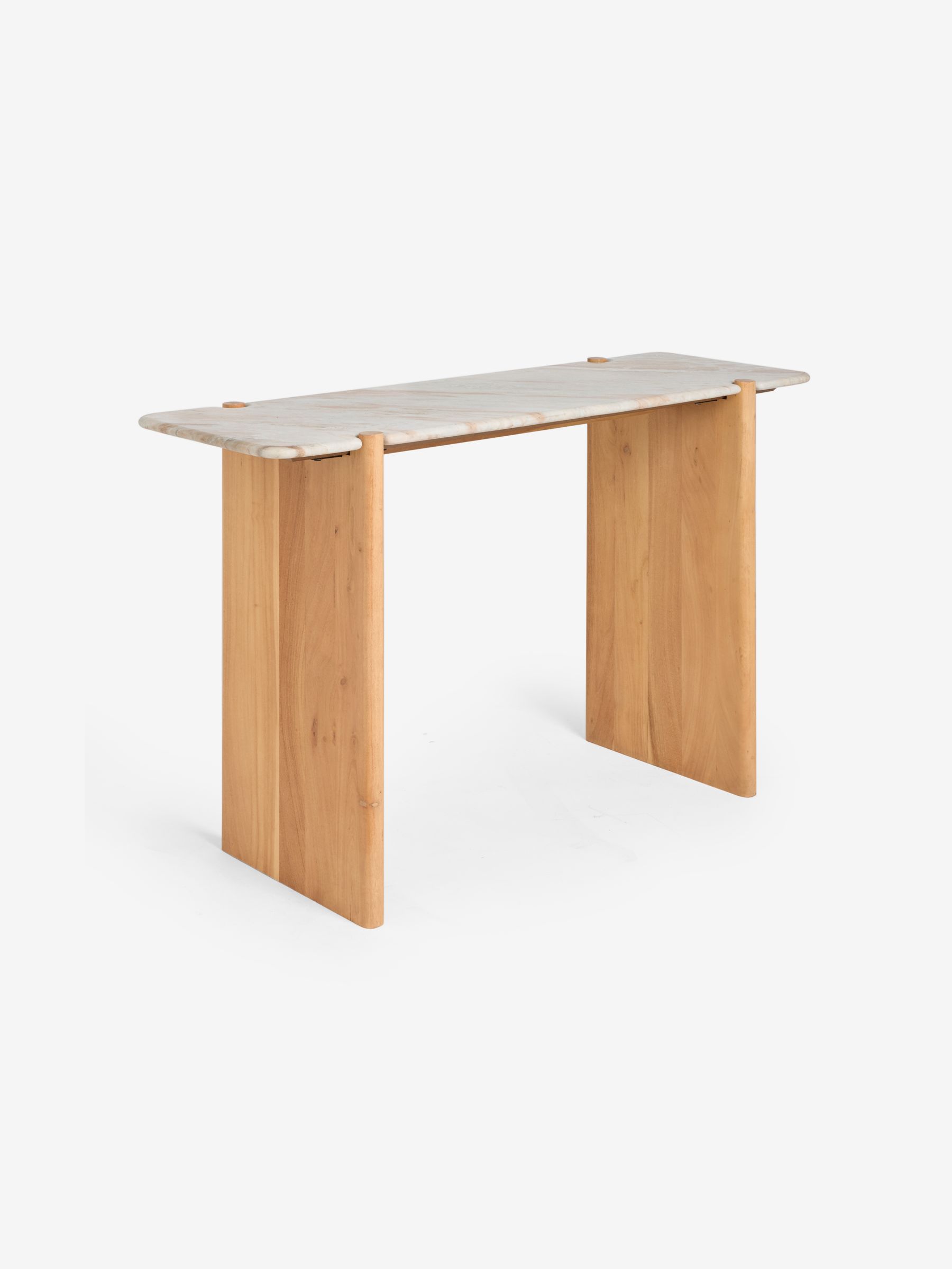 Callen Console Table in Acacia Wood and Solid Marble - Image 5 of 6