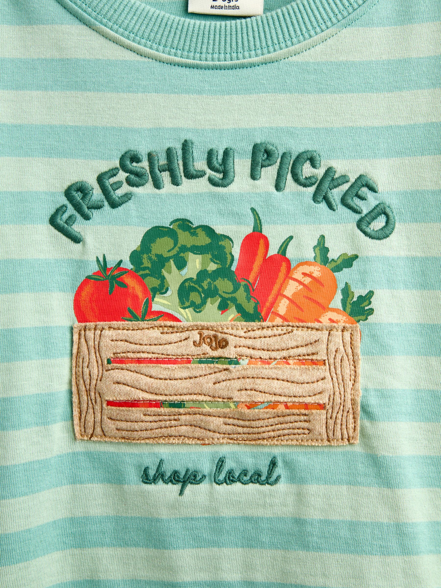 Green Vegetable Long Sleeve Stripe Appliqué Top - Image 6 of 6 Green Vegetable Long Sleeve Stripe Appliqué Top - Image 6 of 6