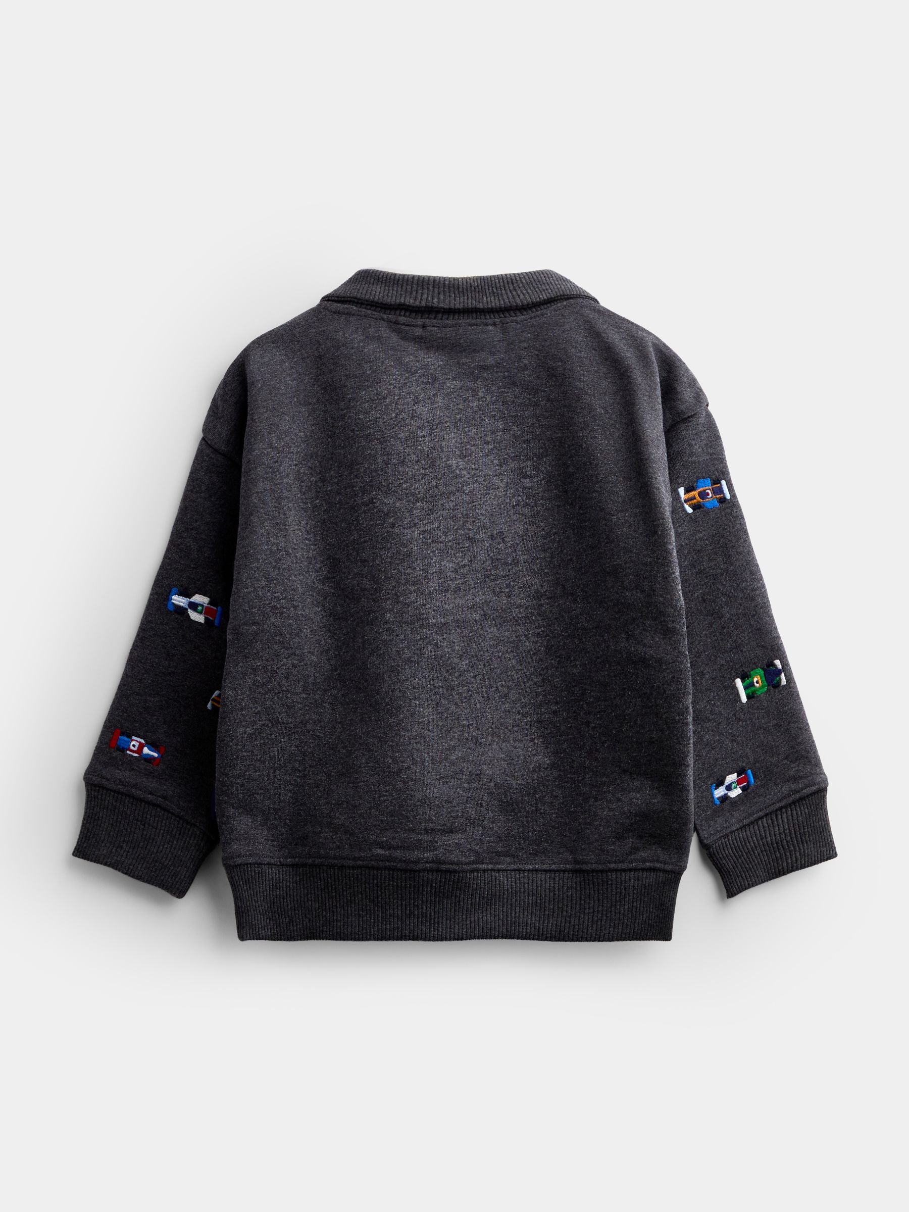 Grey Car Embroidered Half Button Sweatshirt - Image 2 of 4
