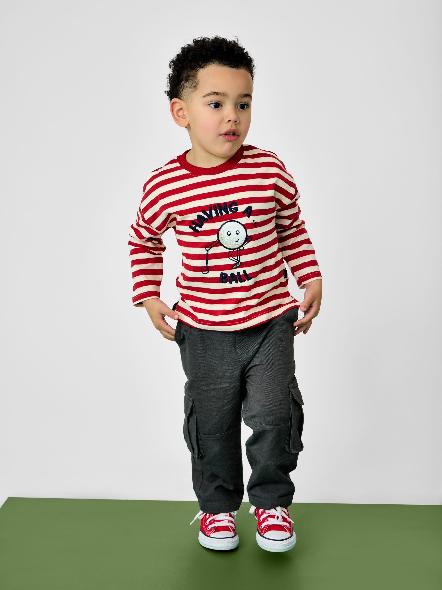 Bright Red Golf Appliqué Stripe Top - Image 1 of 6 Bright Red Golf Appliqué Stripe Top - Image 1 of 6
