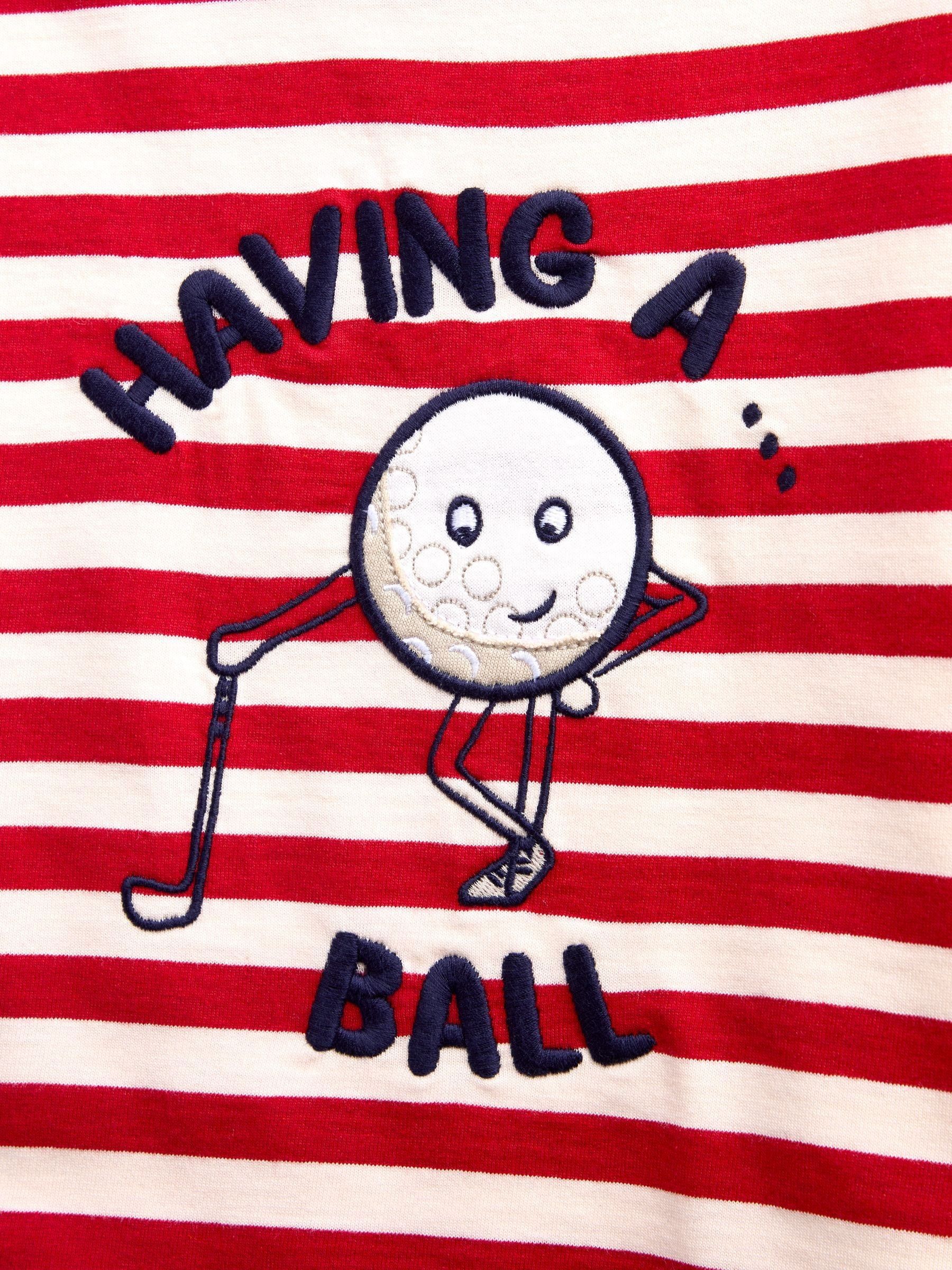 Bright Red Golf Appliqué Stripe Top - Image 5 of 6