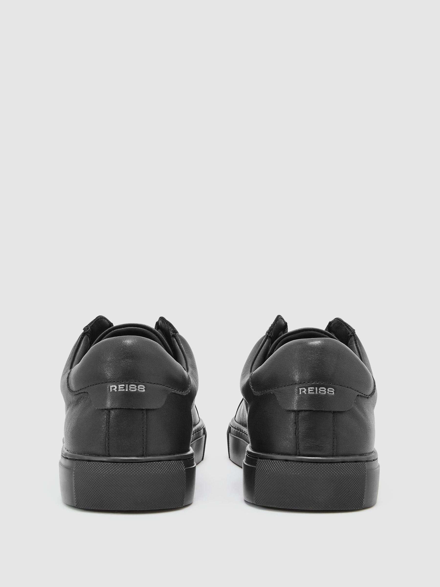 Leather Hidden-Lace Trainers in All Black - Image 3 of 4