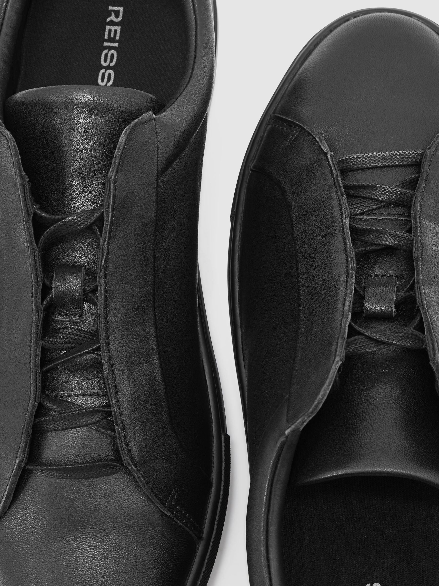 Leather Hidden-Lace Trainers in All Black - Image 4 of 4