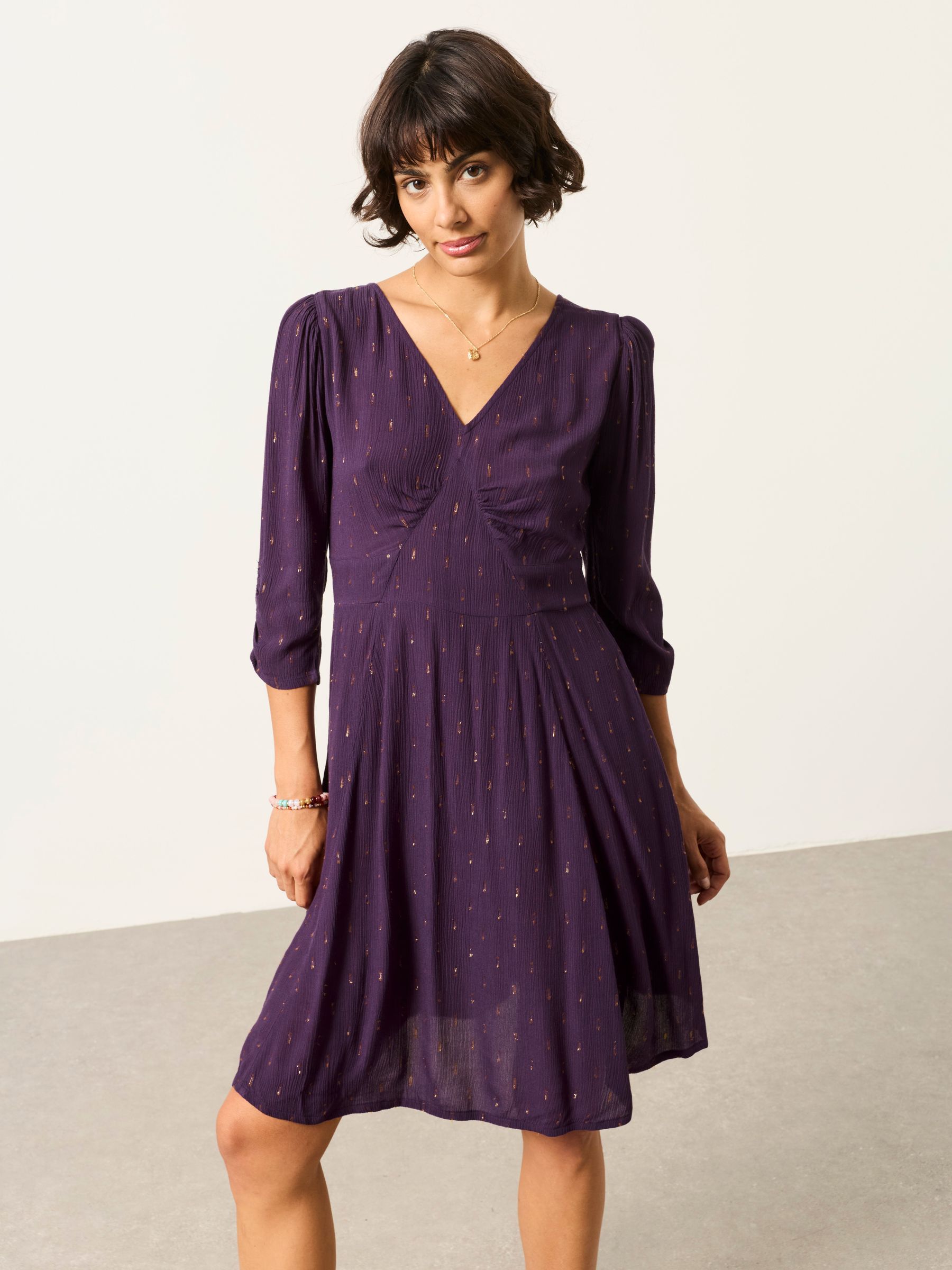 Anya Purple Petite Spot Dress - Image 1 of 6