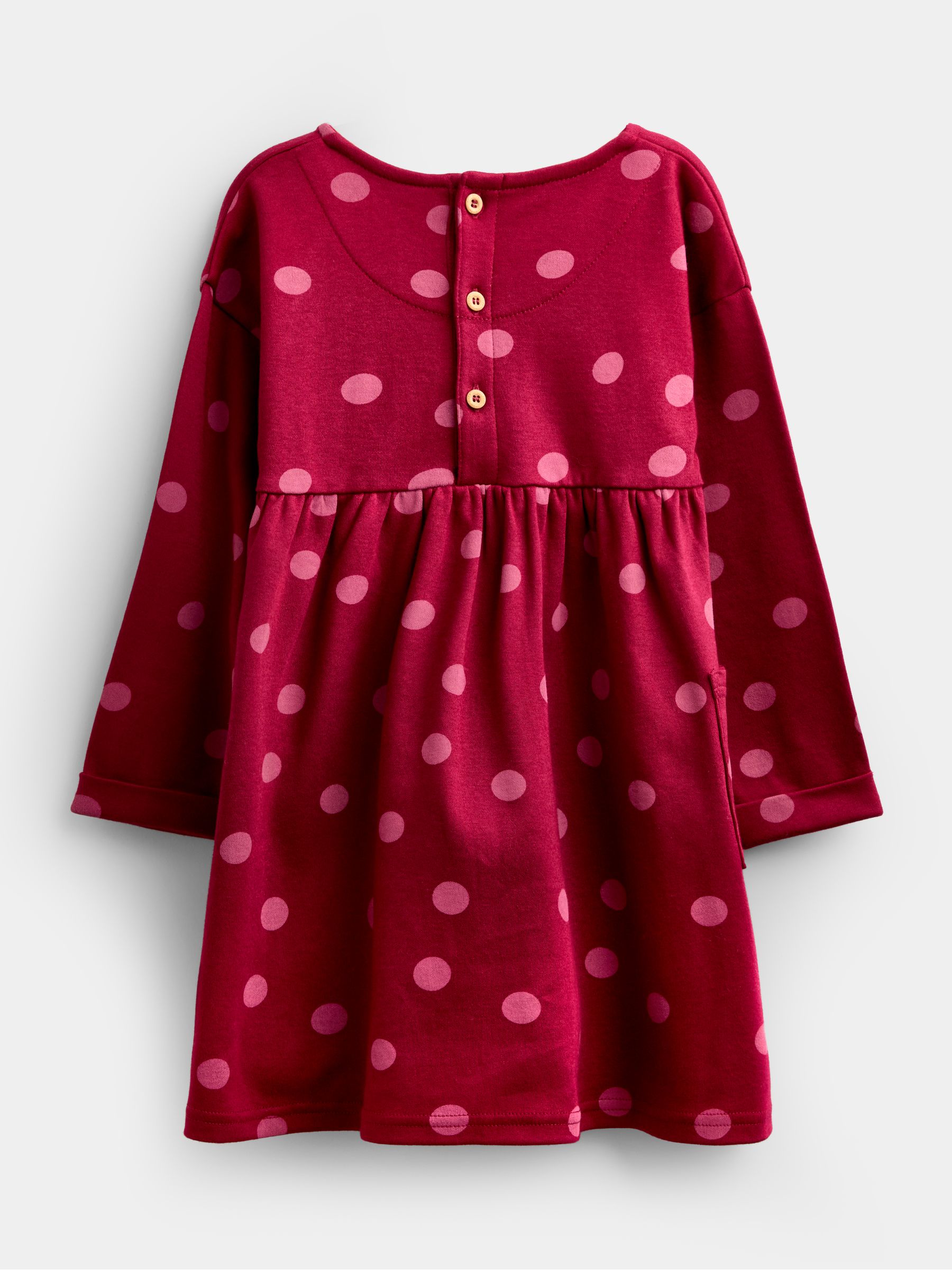 Burgundy Red Polka Dot Long Sleeve Jersey Dress - Image 2 of 4 Burgundy Red Polka Dot Long Sleeve Jersey Dress - Image 2 of 4