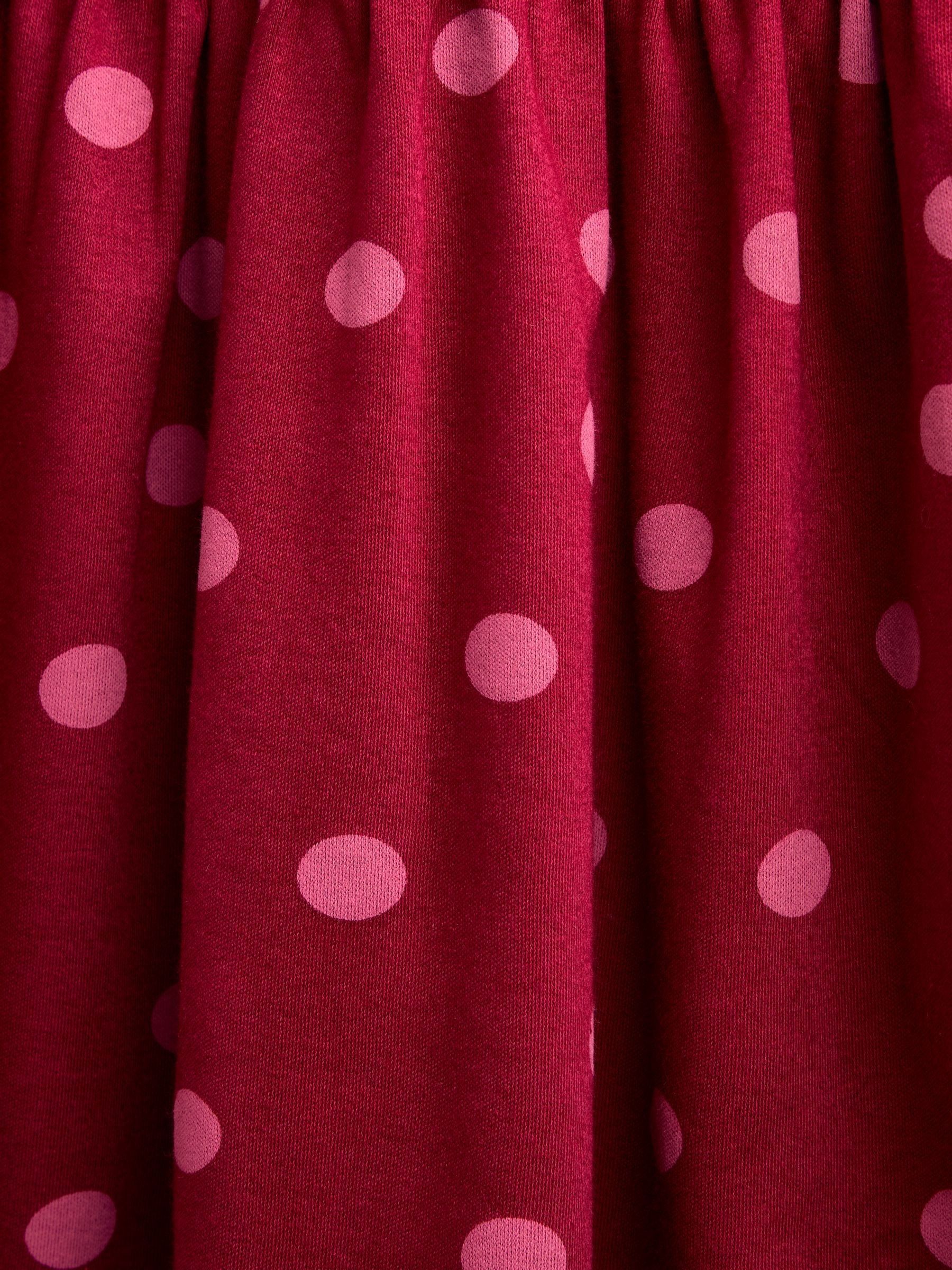 Burgundy Red Polka Dot Long Sleeve Jersey Dress - Image 4 of 4