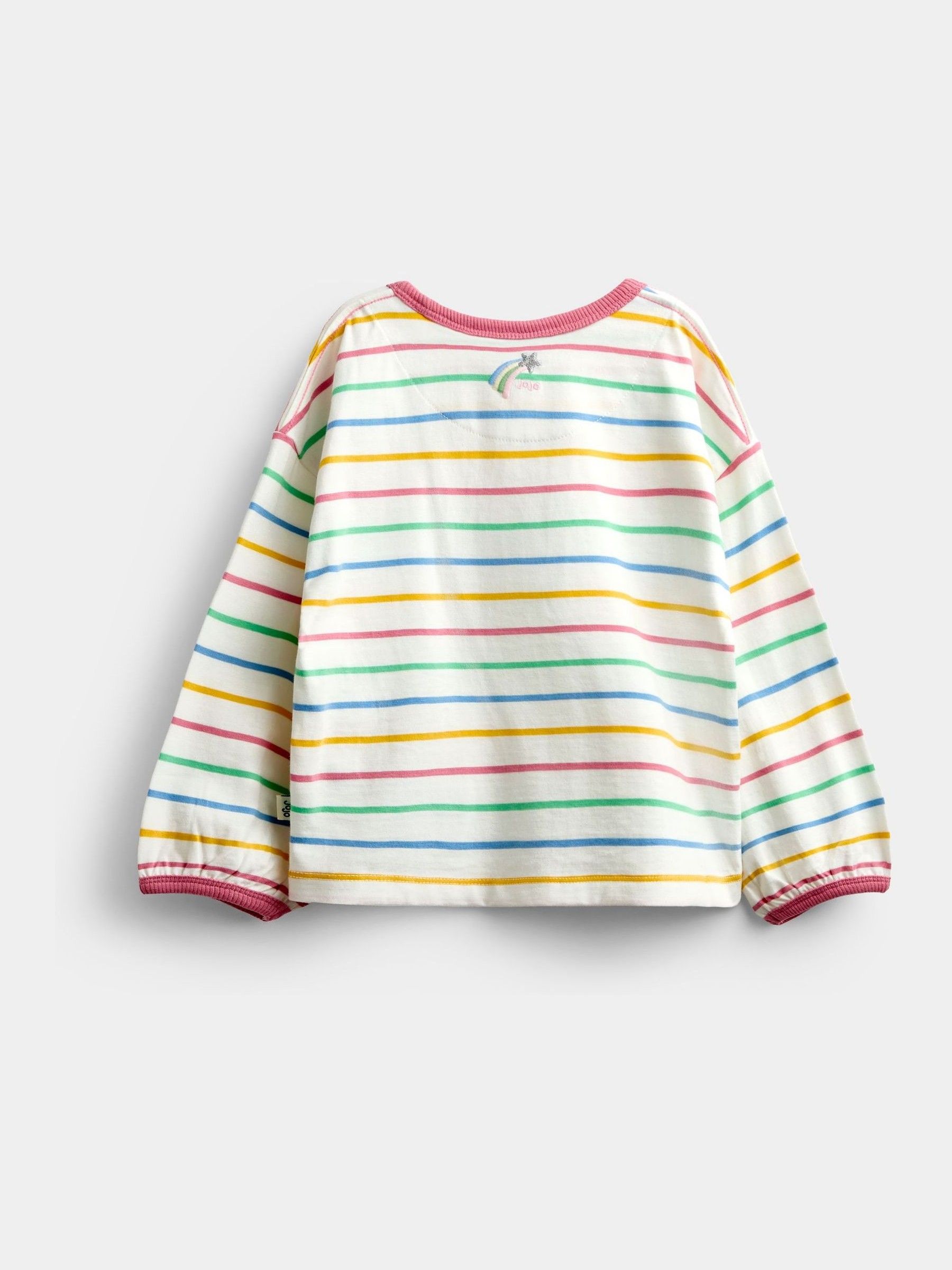 Multicolour Stripe Rosette Appliqué Long Sleeve Top - Image 2 of 4