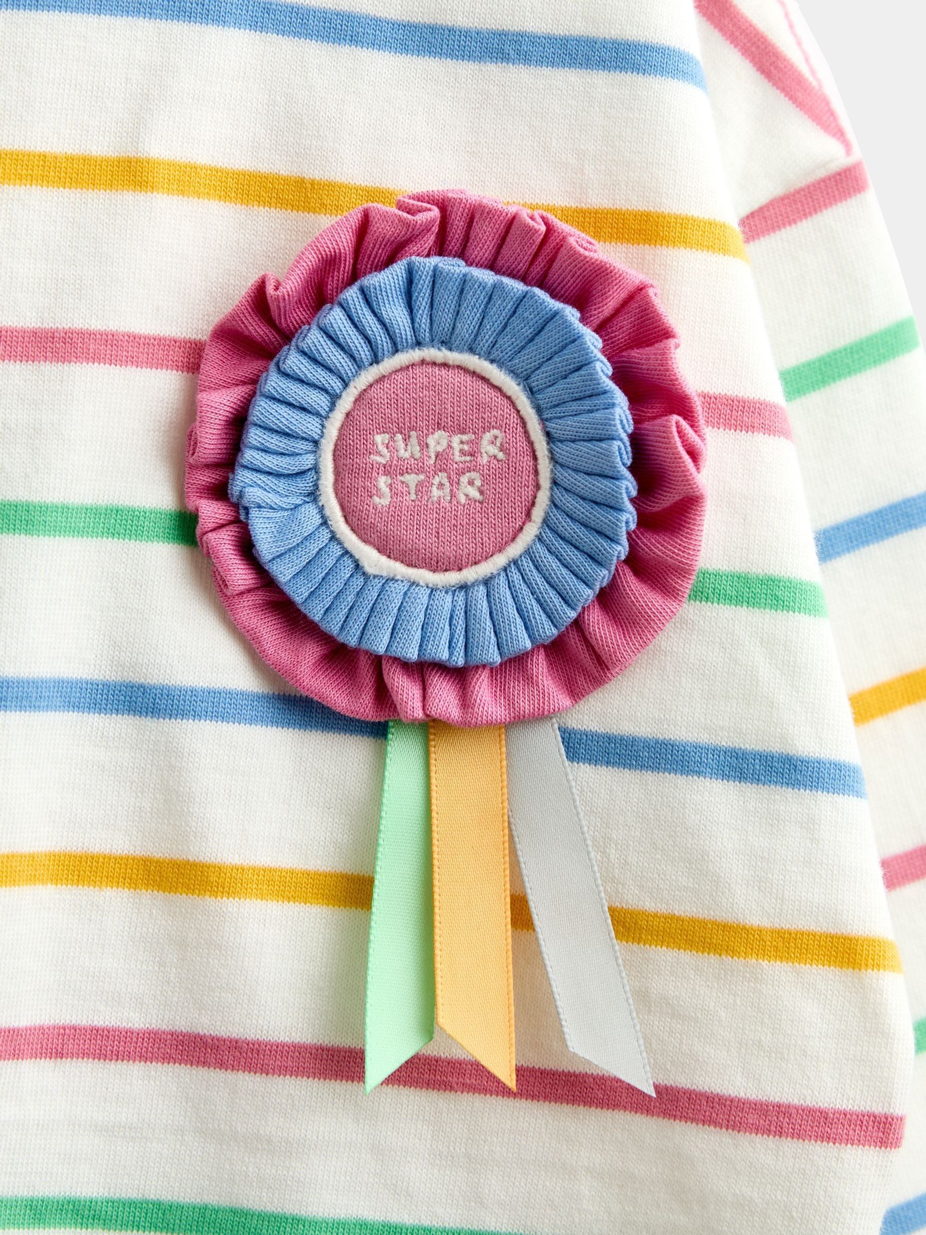 Multicolour Stripe Rosette Appliqué Long Sleeve Top - Image 3 of 4